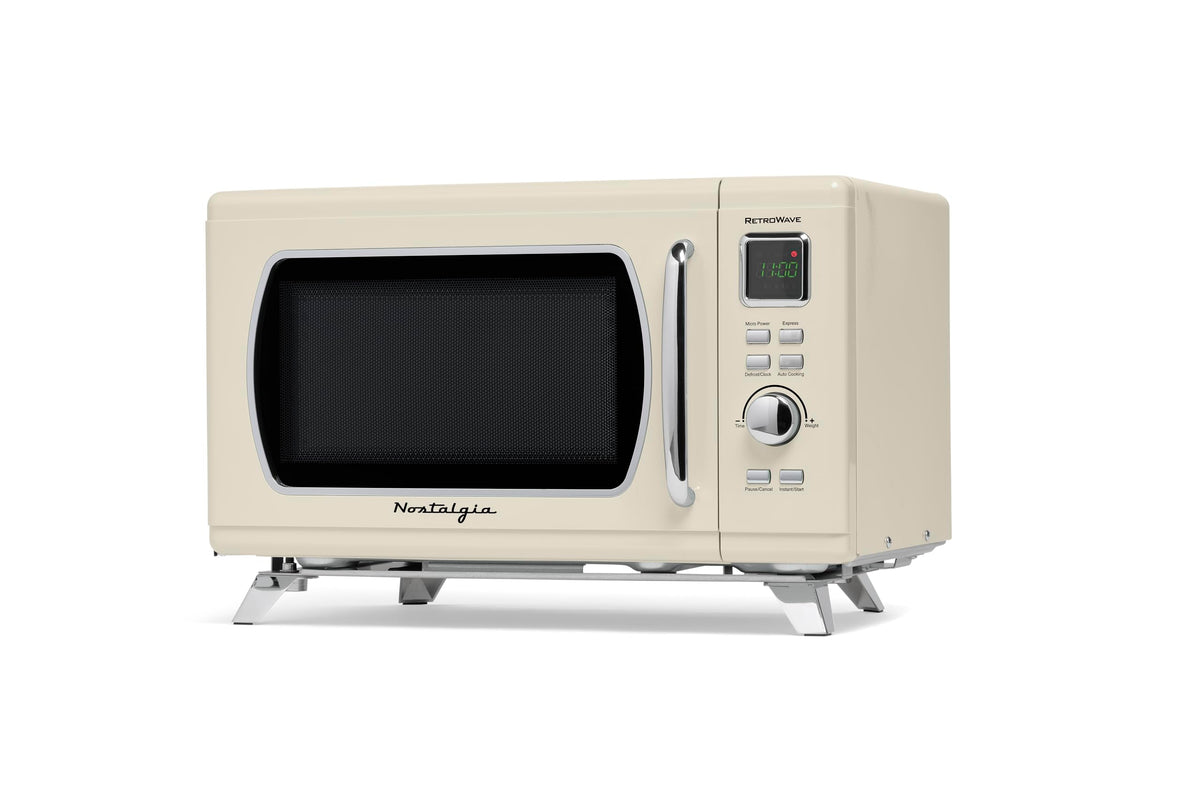 Nostalgia Mid-Century Retro Countertop Microwave Oven - Large 900-Watt - 0.9 Cu Ft - 8 Pre-Programmed Cooking Settings - Digital