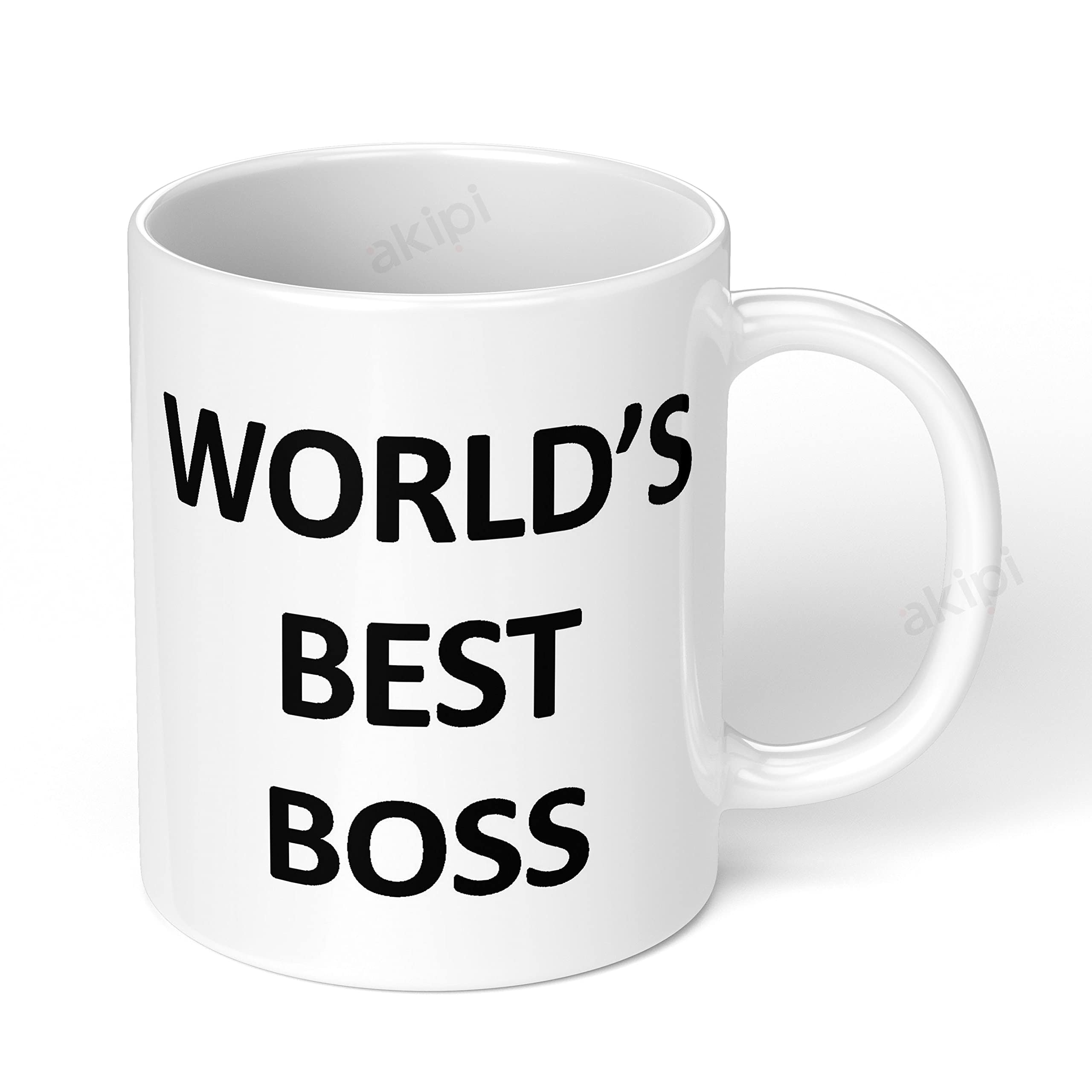 Akipi WorldS Best Boss Mug - The Office Tv Show Ceramic Coffee Cup (11Oz) - Funny Gift For Bosses, Managers, Coworkers & Fans O