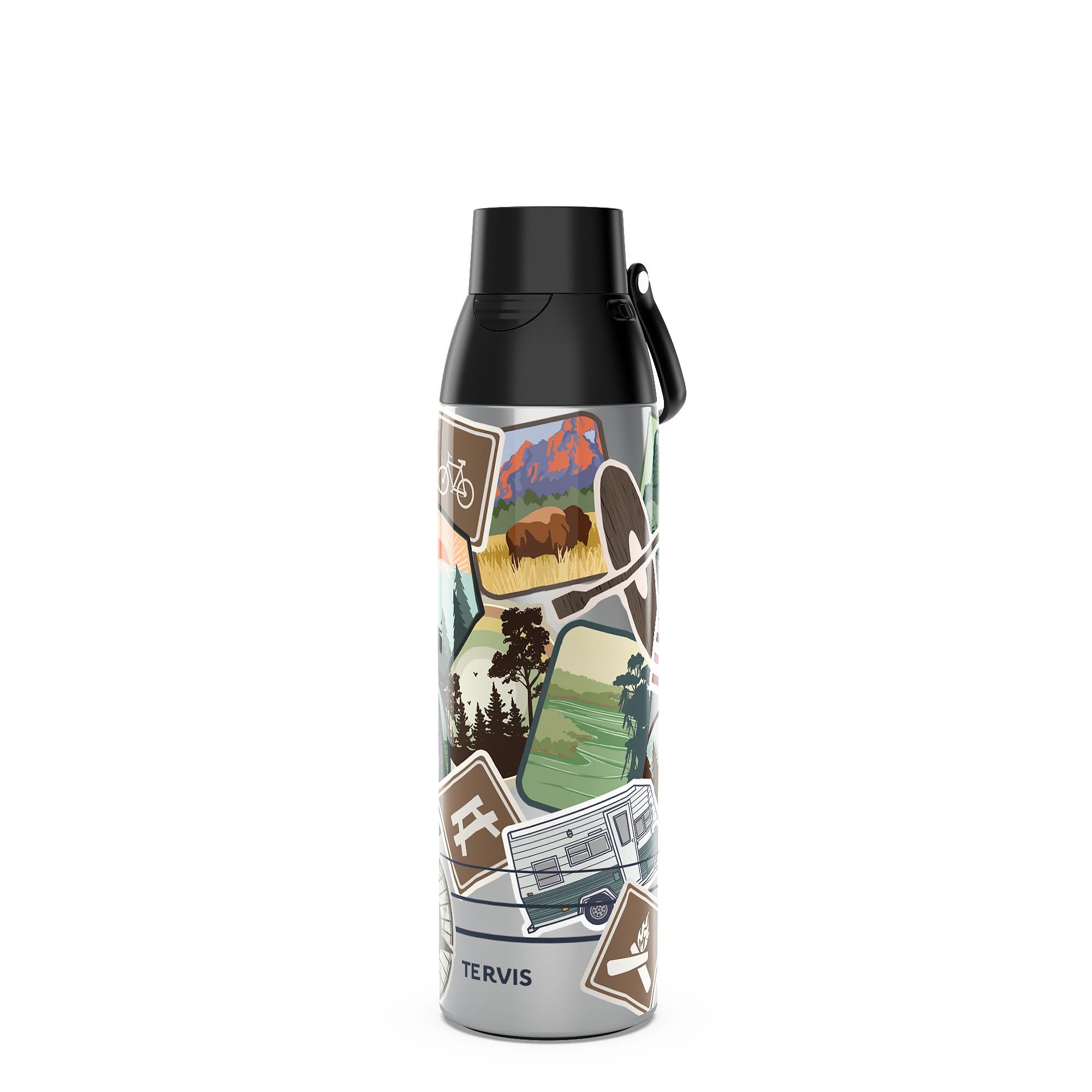 Tervis Venture Water Bottle Camp Stickers Made in USA Double Walled Insulated Tumbler Travel Cup Keeps Drinks Cold & Hot, 26oz, 