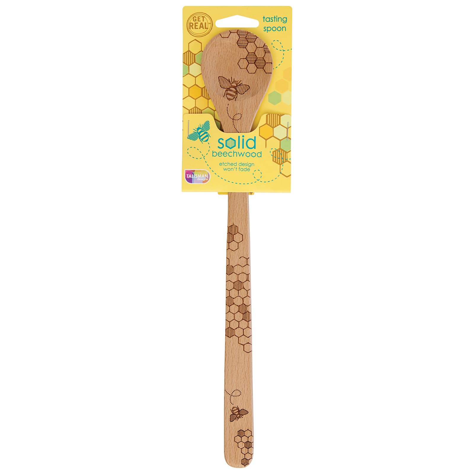 Talisman Designs Laser Etched Beechwood Tasting Spoon | Honey Bee Design | Cooking Spoon | Cute & Functional Kitchen Tool | Deco