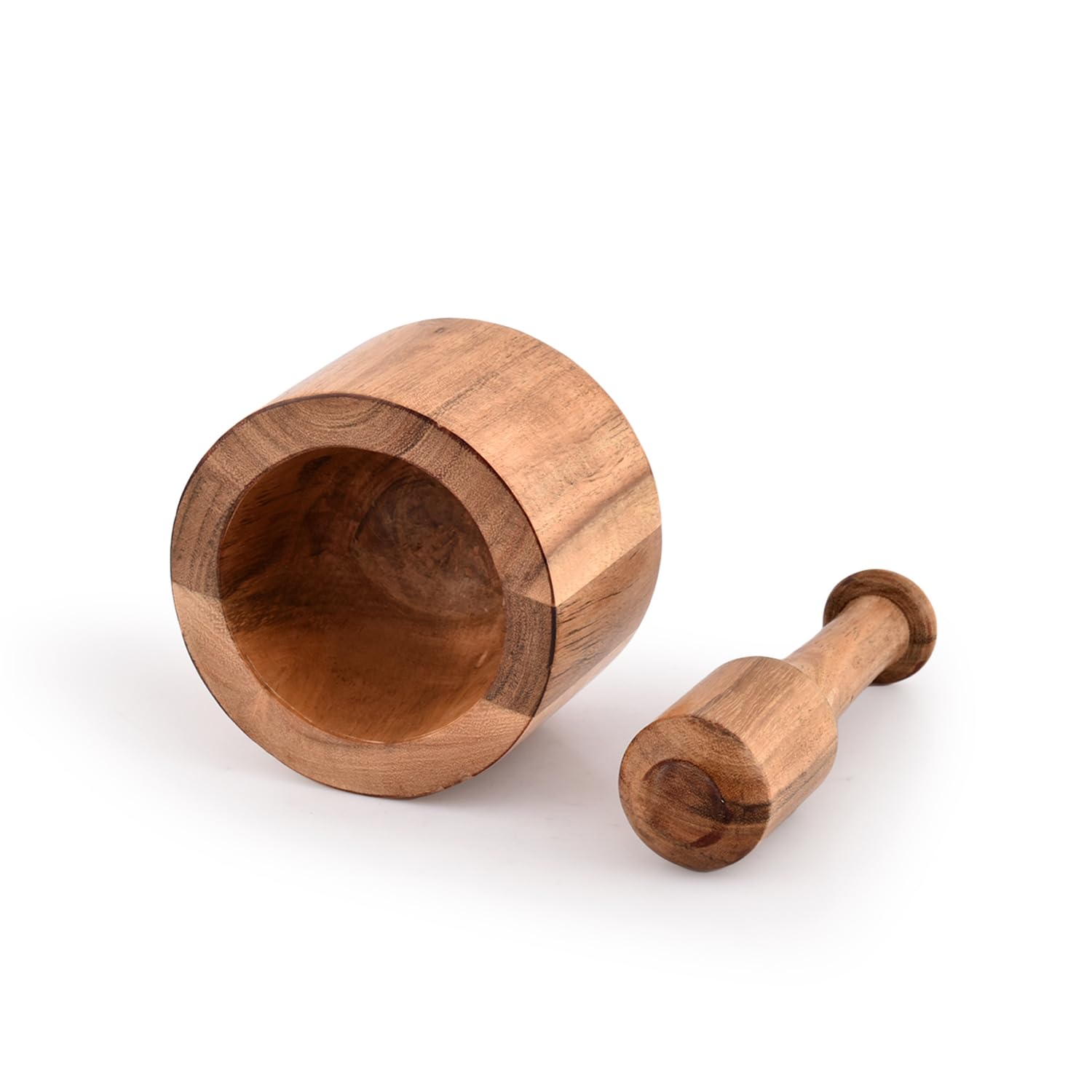 Samhita Acacia Wood Mortar and Pestle for Garlic Pepper Herb Crusher Kitchen Utensils Birthday Housewarming Gift. Mortar- 4 x 3