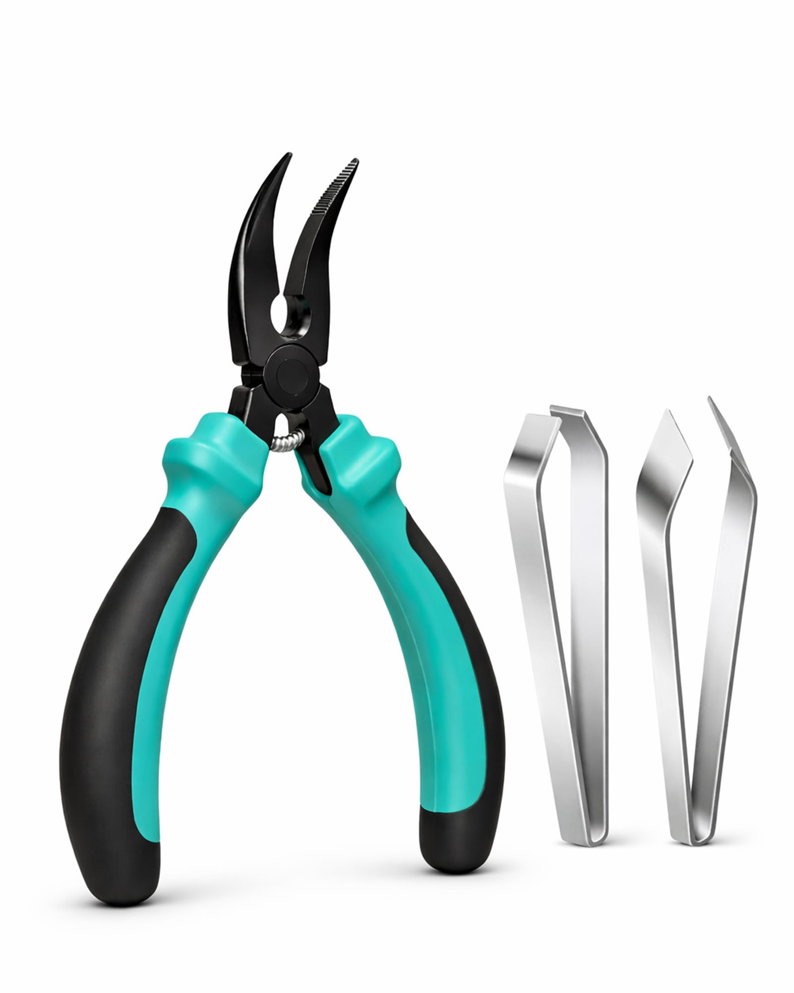 Fish Pin Bone Pliers & Tweezers Set  Serrated Jaw Plier with Flat & Slant Tweezers, RustResistant Deboning Tools for Salmon, T