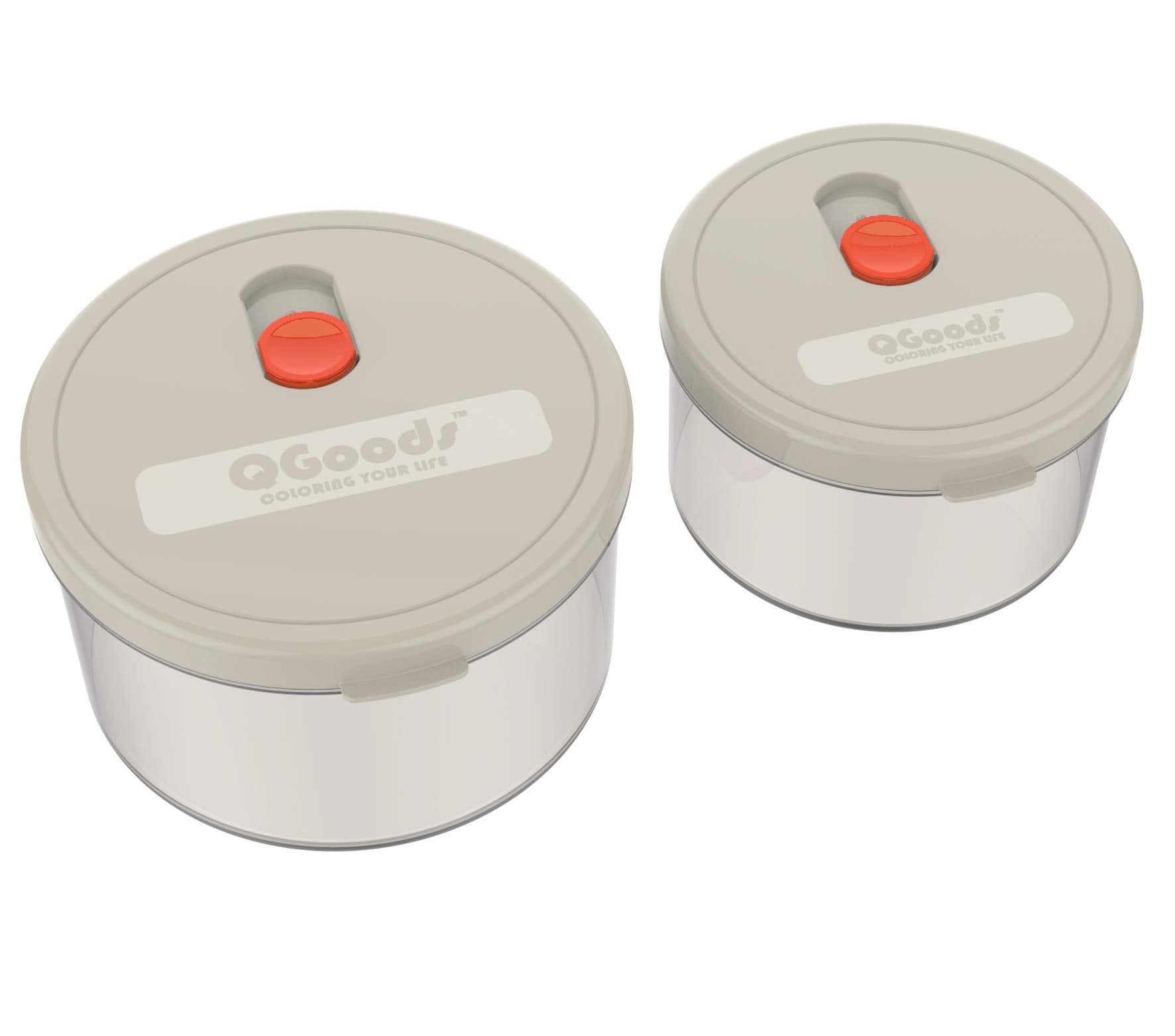 Qg 40 & 24Oz Round Plastic Food Storage Containers With Lids Bpa Free - 2 Pieces Grey