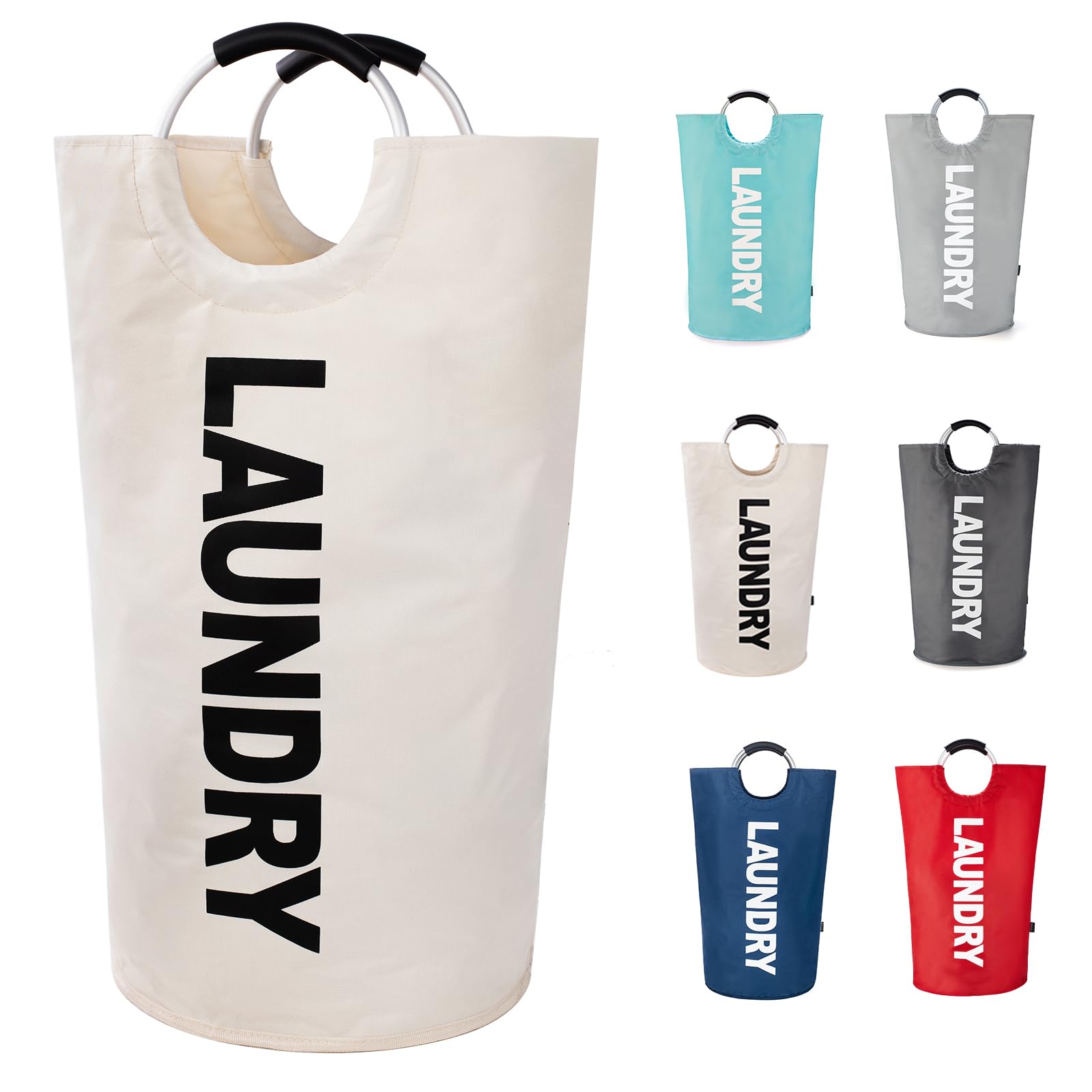 Twira 100L Large Laundry Basket, Laundry Hamper Stands Up Well, Laundry Bag With Padded Handles, Waterproof Clothes Bin Collapsi