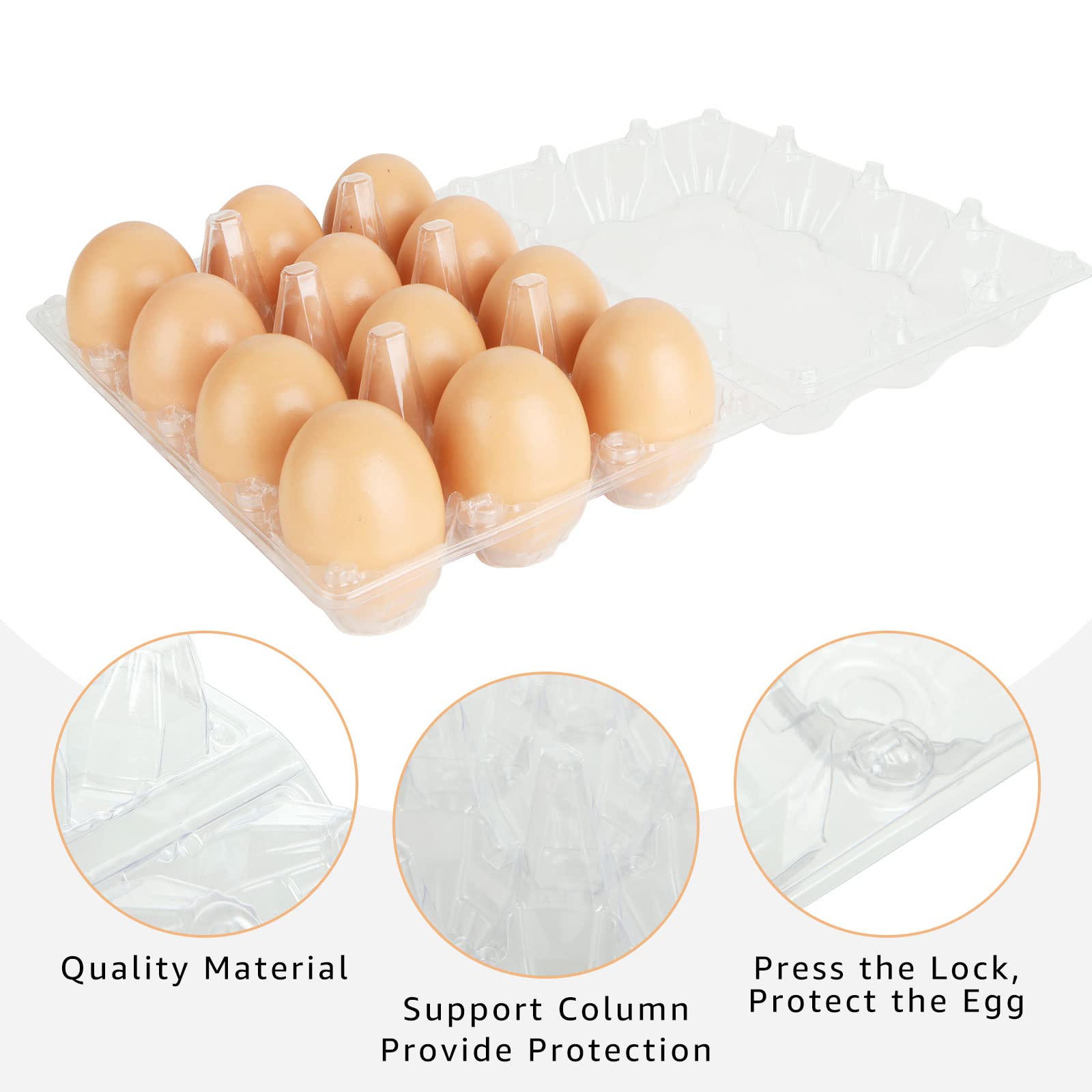 Plastic Egg Cartons Bulk, 40 Packs Empty Clear Plastic Egg Cartons To 12 Eggs, Reusable Chicken Egg Cartons For Family Pasture C