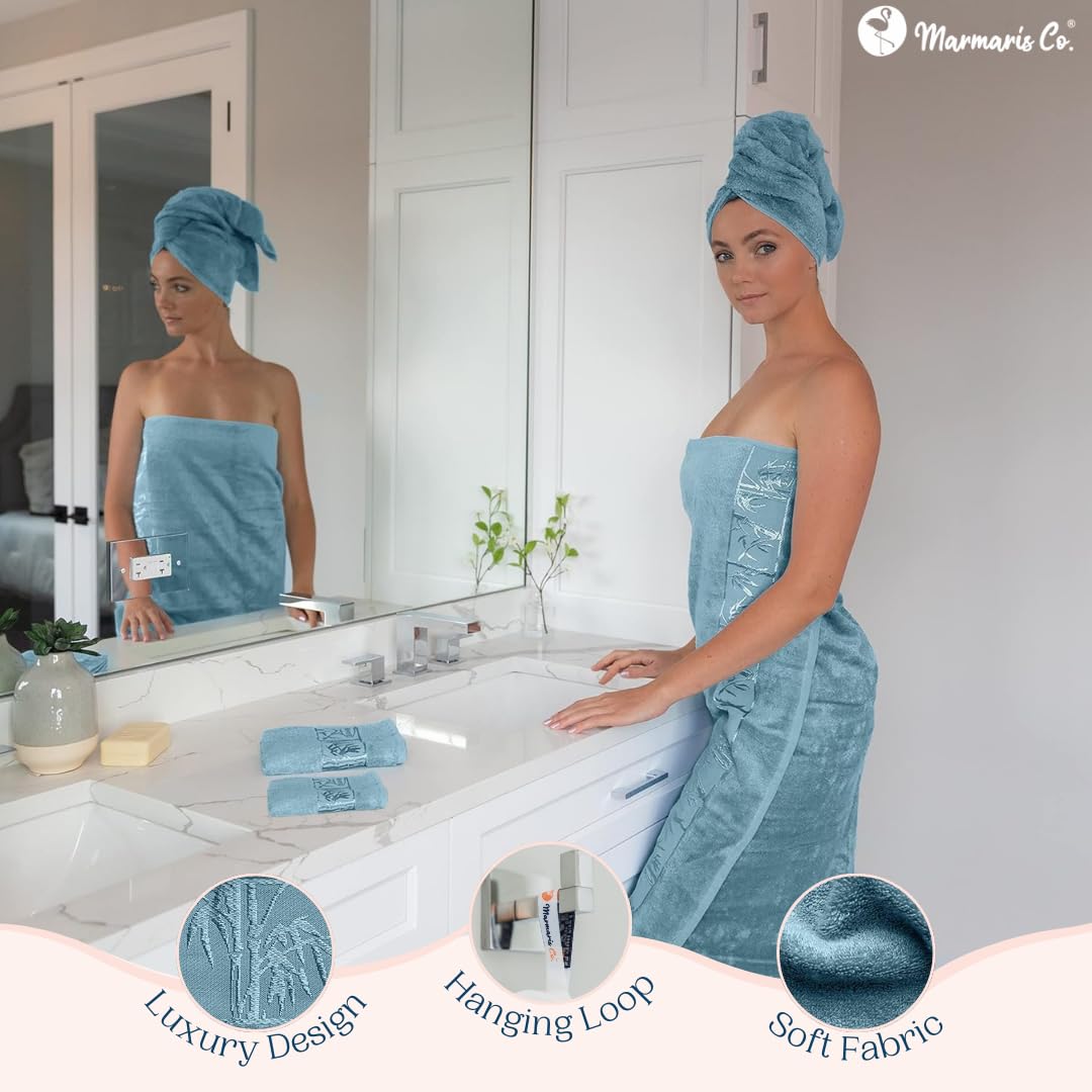 Marmaris Co. Set Of 4 Luxury Super Soft Towels - Premium Viscose Derived From Bamboo & Turkish Cotton For The Ultimate Bath Expe