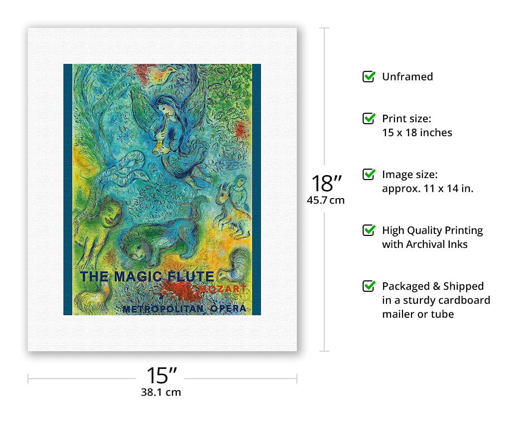 The Magic Flute - Mozart - Metropolitan Opera - Vintage Opera Poster By Marc Chagall C.1966 - Fine Art Rolled Canvas Print 11In