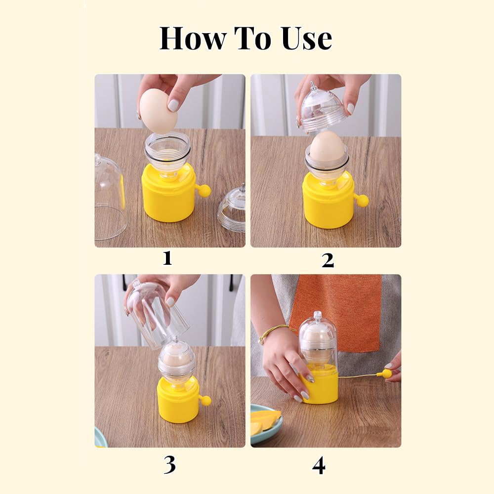 Egg Scrambler Shaker, Whisk Hand Powered Golden Egg Maker Eggs Yolk White Mixer Cooking Utensil Kitchen Gadgets Egg Pudding Make