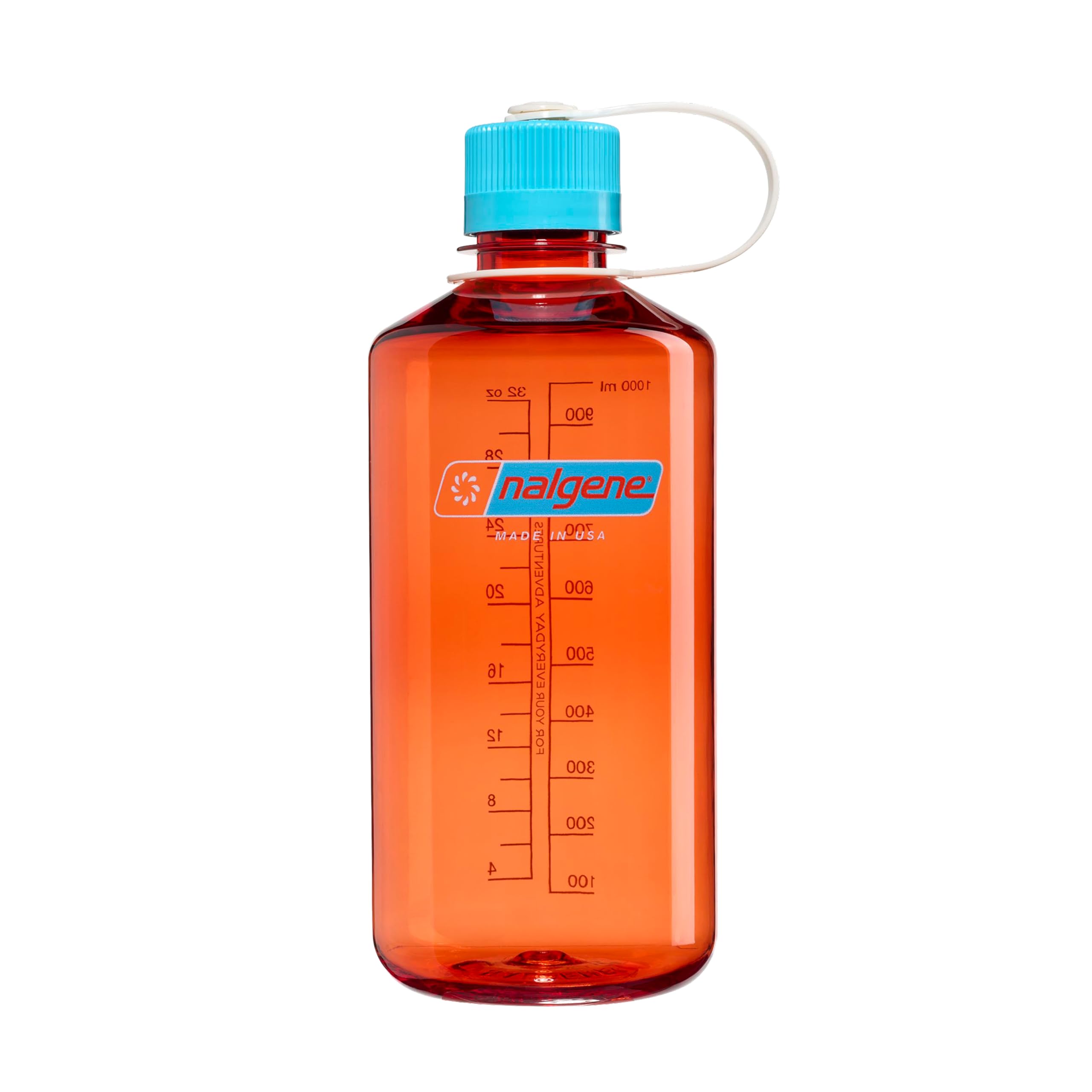 Nalgene 32 oz Narrow Mouth Water Bottle | BPA-Free, Durable & Leak Proof, Lightweight for Hiking & Gym - Thrill & Motion, Flame 