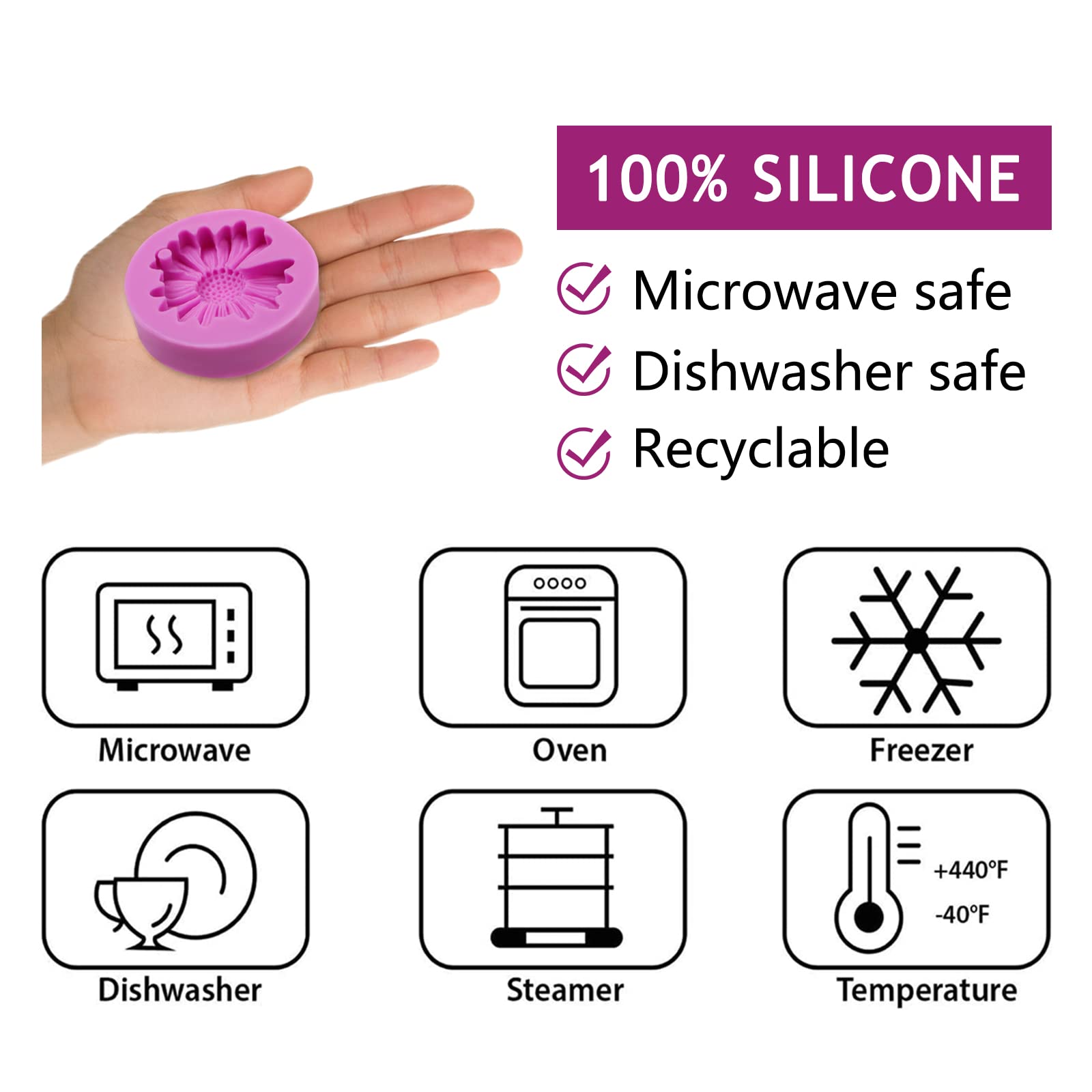 Daisy Silicone Chocolate Molds, 4 Packs Flower Keychain Molds For Cake Decoration Cupcake Toppers Candy Sugar Craft Gum Paste Cl