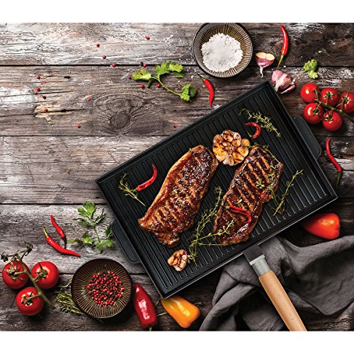 Masterpan Non-Stick Grill And Griddle Pan With Removable Handle, 15'' (Innovative Series), Black And Brown
