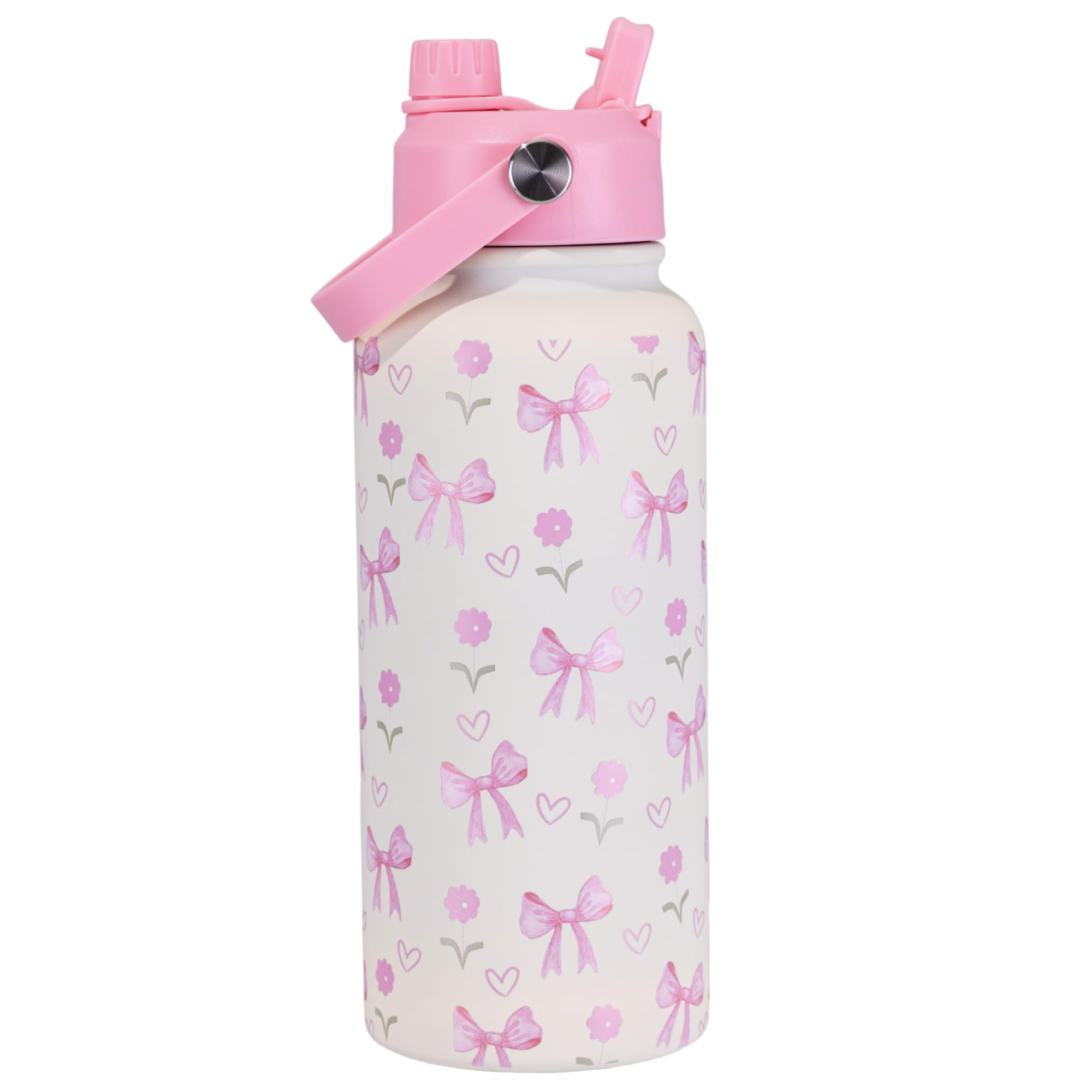 AIIVOW 32 oz Insulated Metal White Stainless Steel Water Bottle