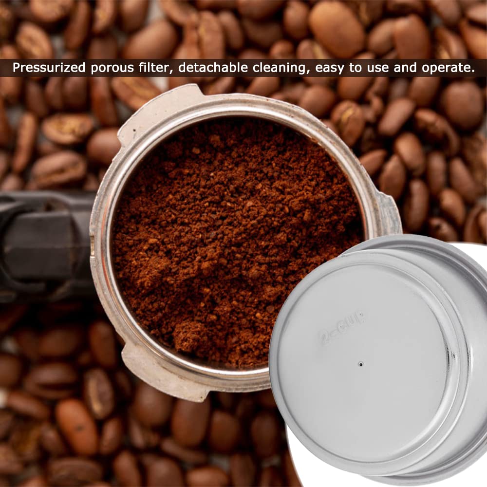 Watris Veiyi Stainless Steel Coffee Filter, Double Cup Coffee 51Mm Pressurized Porous Filter, Double Layer Portafilter Basket, C