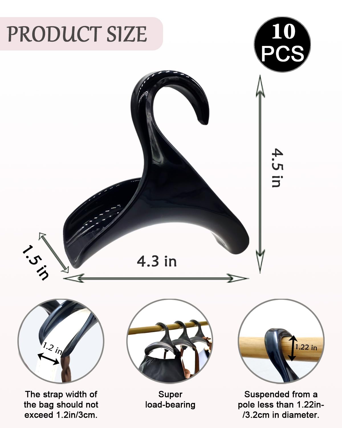 Seebrider Bag Hanger, Purse Holder For Closet Black Backpack Hanger Hook For Organizer Storage Purses Tote Bag Backpacks Handbag