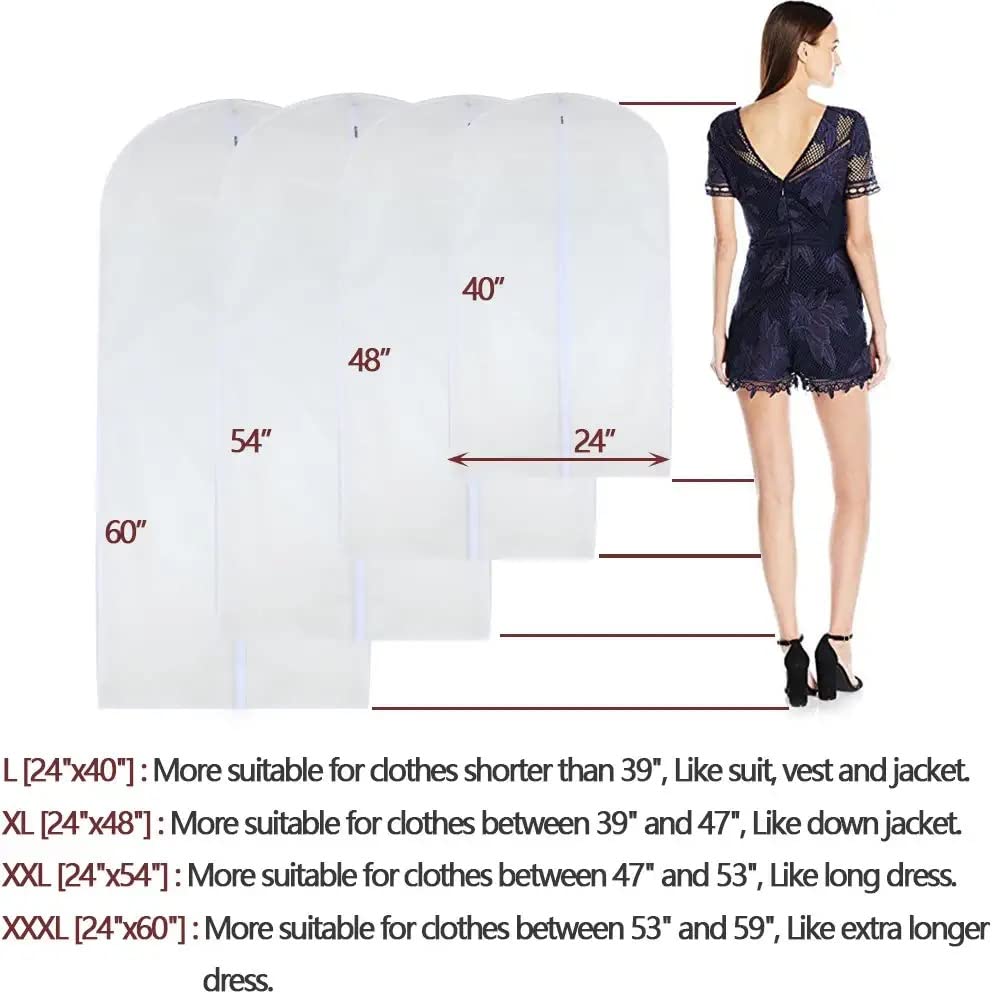 Garment Bags For Hanging Clothes Breathable Suit Bag (Set Of 12) Covers With Zip Peva Clothes Cover Bags Coat Waterproof Dress C