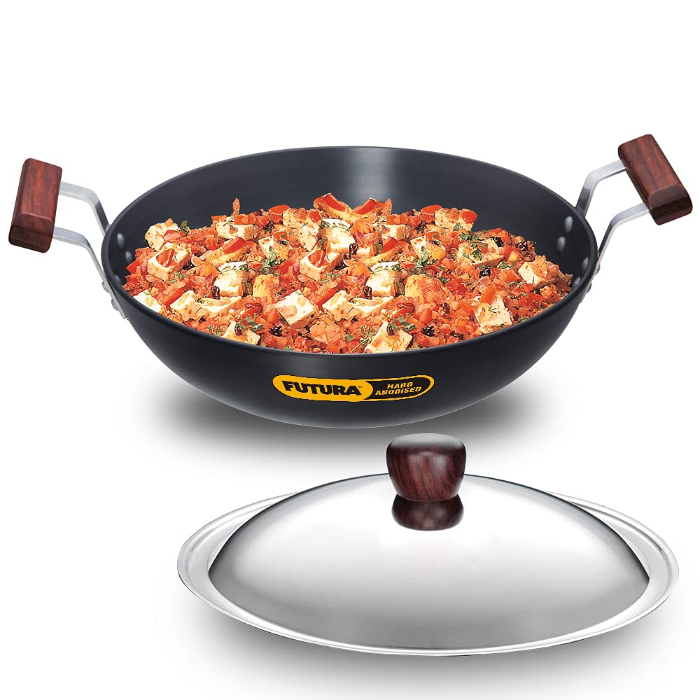 Hawkins Futura Hard Anodised Deep-Fry Pan 4 L, 26 Cm, 4.06 Mm With Ss Lid
