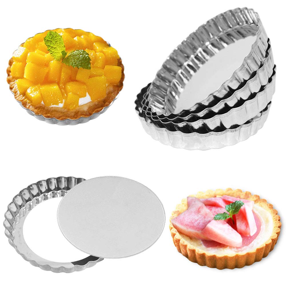 Set Of 6, Mini Tart Pan, Findtop 4.7 Inch Non-Stick Quiche Pan With Removable Bottom Or Oven