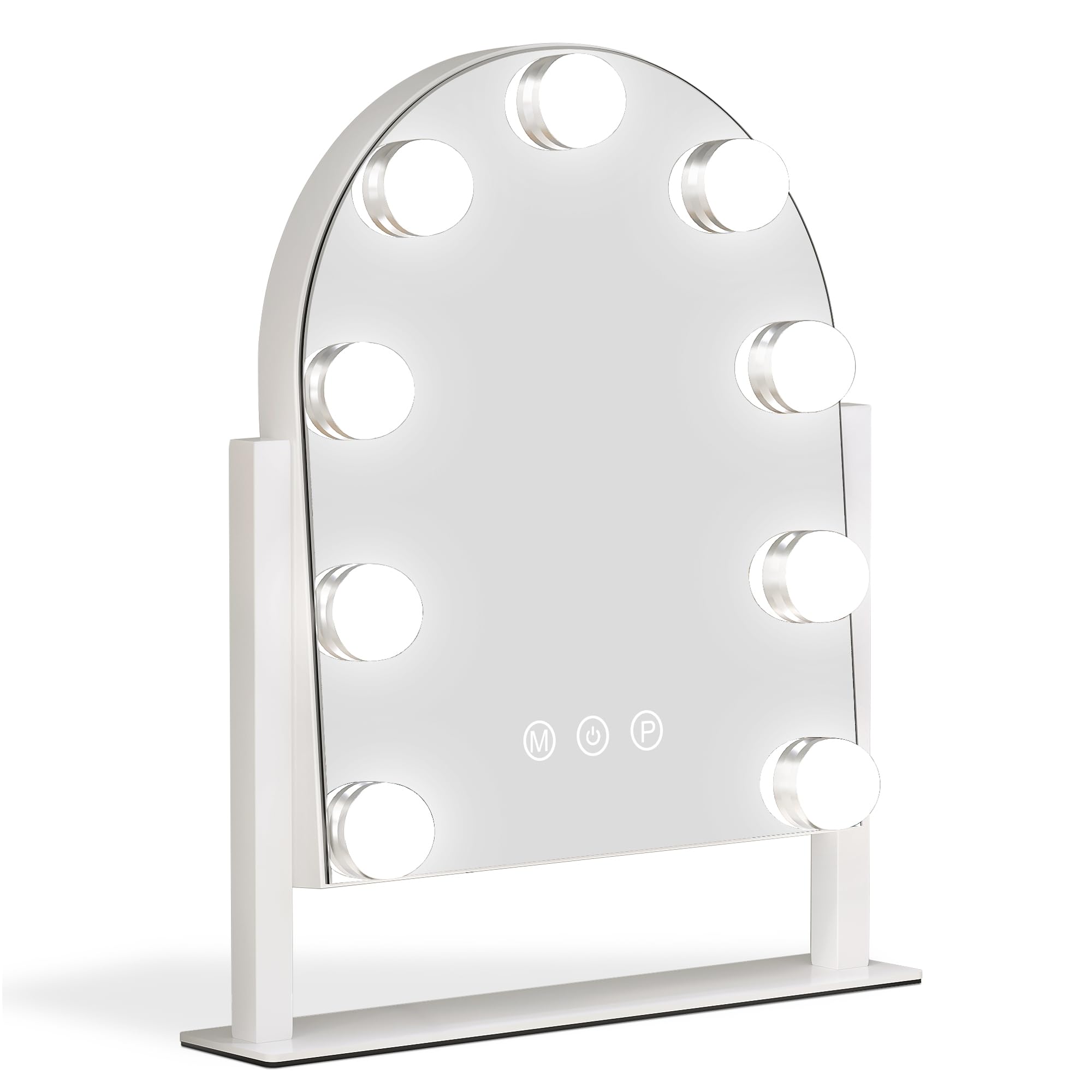 Svioby Vanity Mirror With Lights, 14''X12'' Arched Hollywood Makeup Mirror With 3 Color Modes And 9 Dimmable Bulbs, Desk Vanity