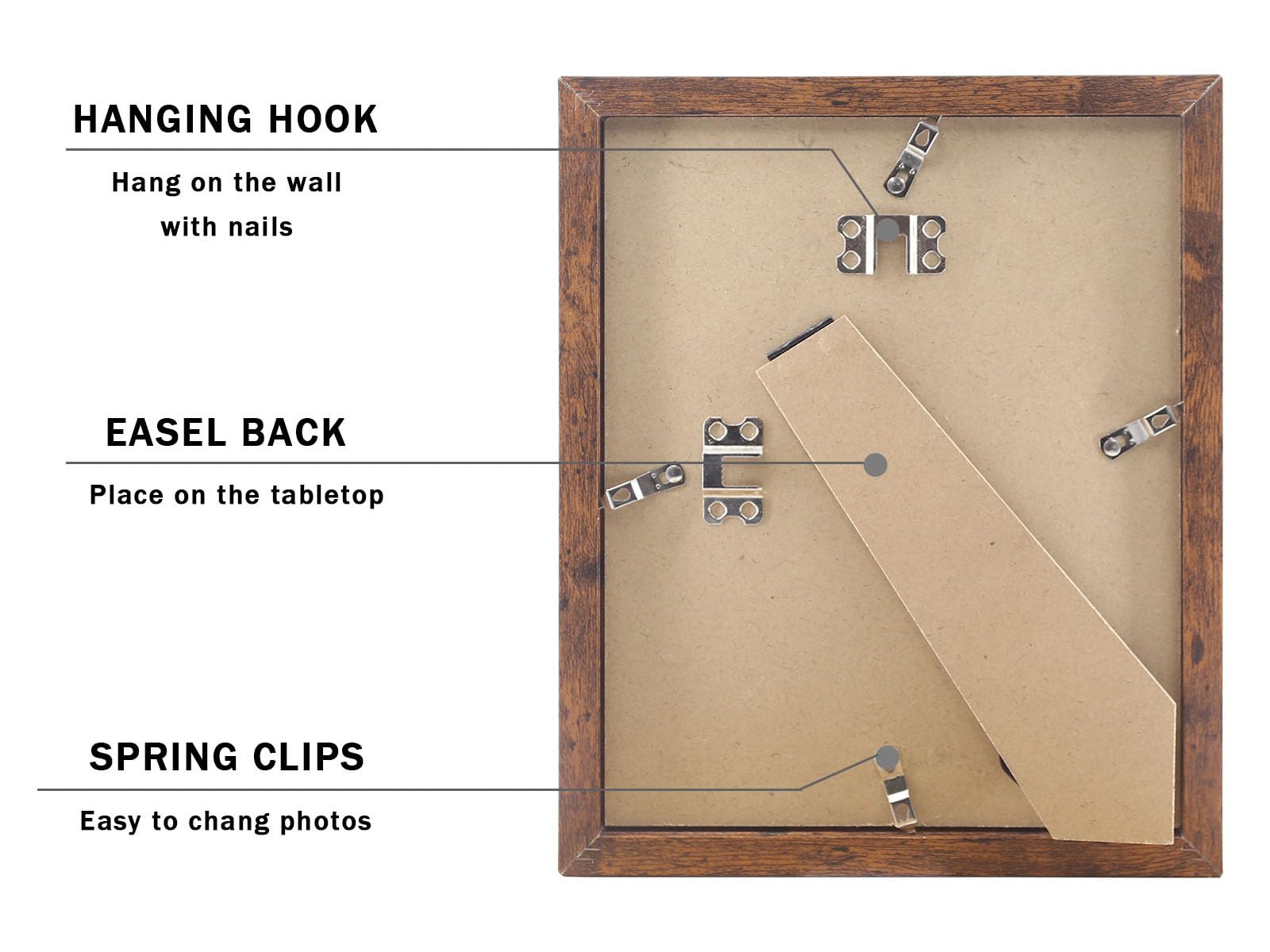 NDUFOA 4x6 Picture Frame, Rustic Square Frame Display 4x6 Photos, Poster Frame for Wall and Tabletop, Brown