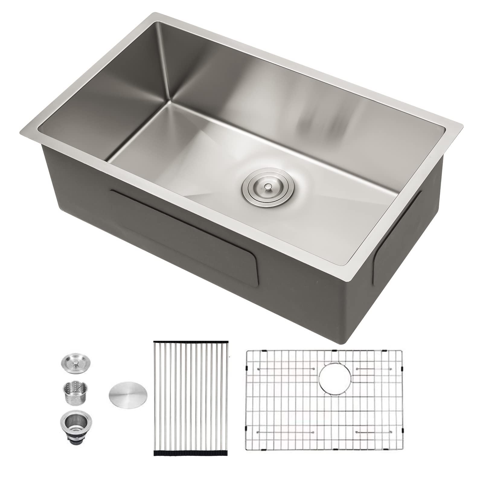 33 Kitchen Sink Undermount - Sarlai 33 X19 Inch Kitchen Sink Undermount Single Bowl Stainless Steel 16 Gauge Under Counter Sink