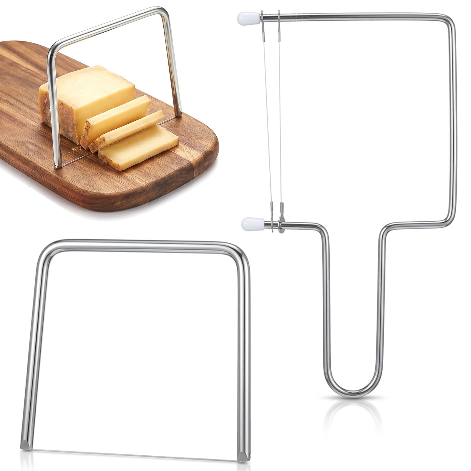 2 Pcs Cheese Slicer Wire, Stainless Steel Cheese Cutter with Wire for Kitchen Block Cheeses and Butter & Fruit Slicer Tool (Y Ty