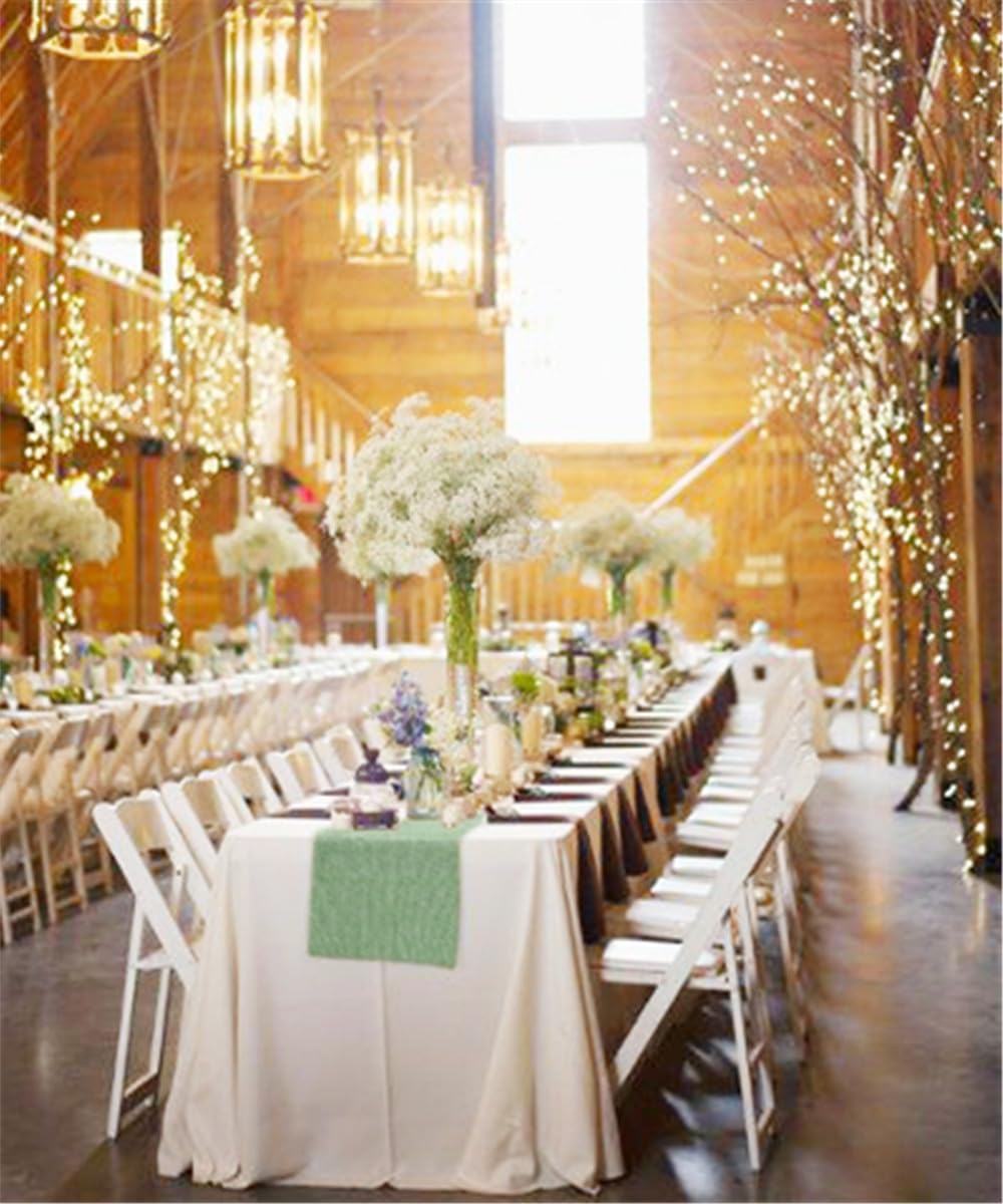 B-Cool 2 Packs Light Green Table Runner 13X108Inch Rustic Burlap Runner Rolls Party Garden Birthday Prom Fall Home Decor