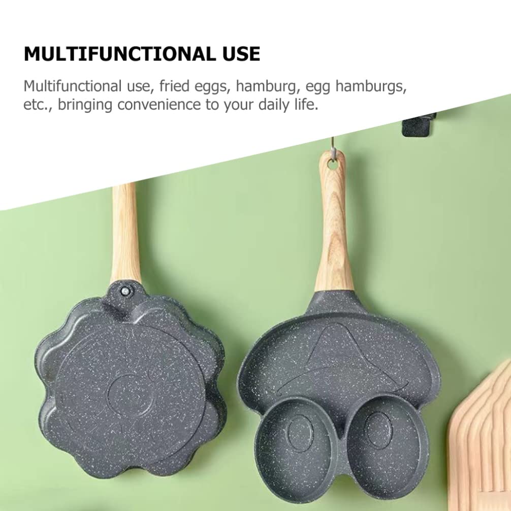 Hemoton Egg Frying Pan Heart Shape Aluminum Omelet Pan Fried Egg Pan Skillet With Wooden Handle Pancake Pan Non Stick Egg Cooker
