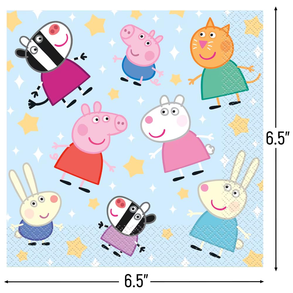 Unique Blue Peppa Pig Luncheon Napkins (Pack Of 16) | Adorable Party Decor, Perfect For Kids Parties & Fun Events