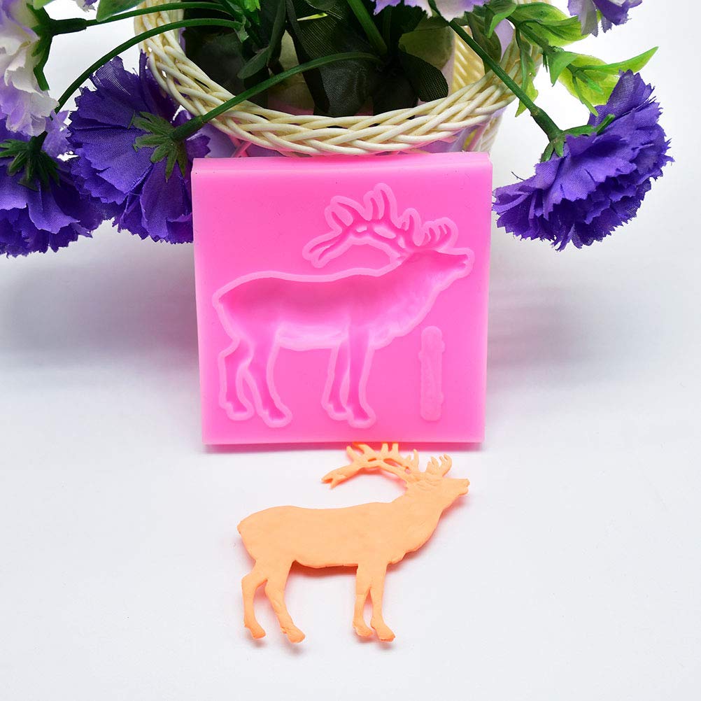 Doitool Chocolate Molds Christmas Silicone Mold Soap Chocolate Candy Fondant Cake Mold Deer Elk Shape Kitchen Baking Tool () Res