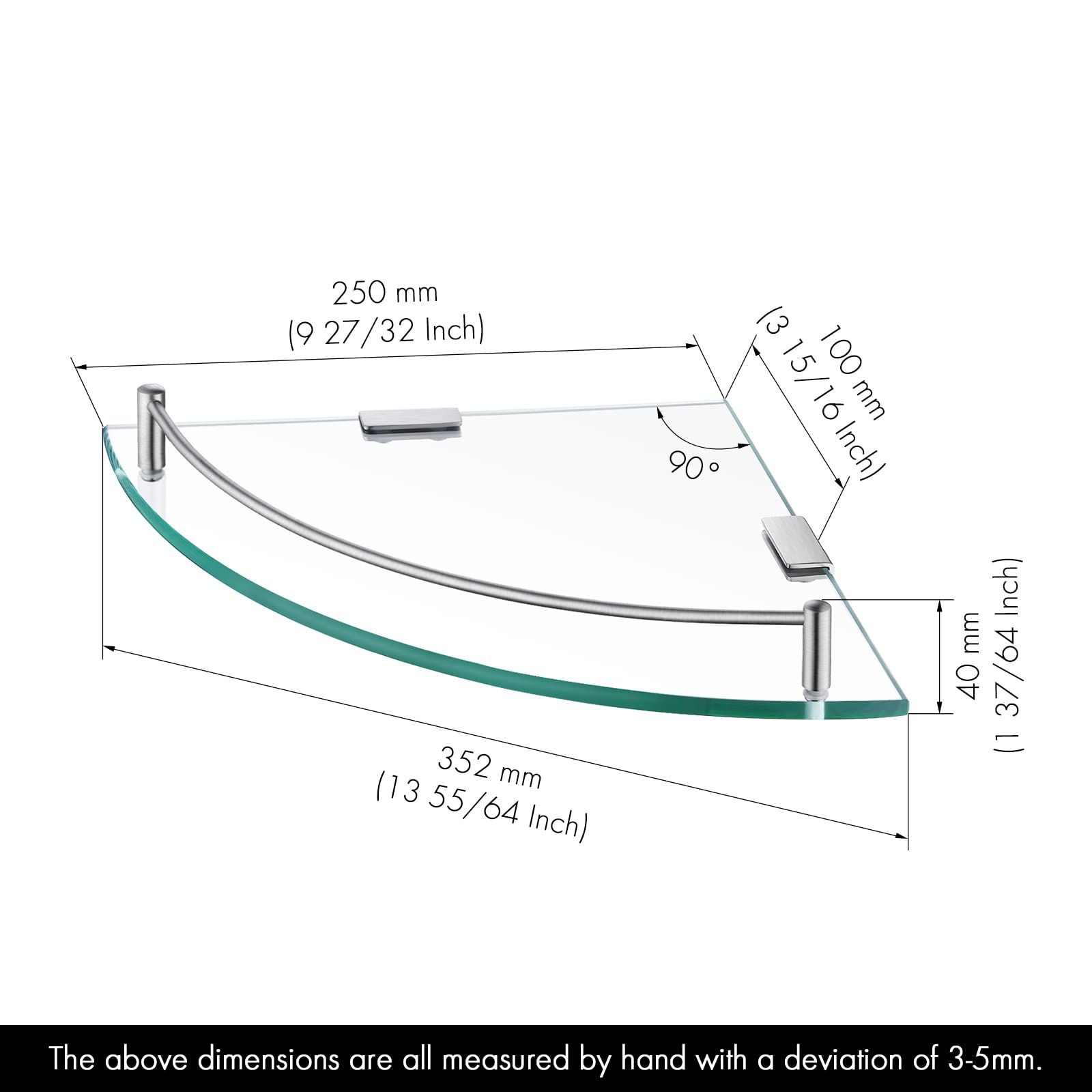 Kes Glass Corner Shelf For Bathroom Corner Shelf 2 Pack Tempered Glass Shelf With Rail Sus 304 Stainless Steel Wall Mounted Brus