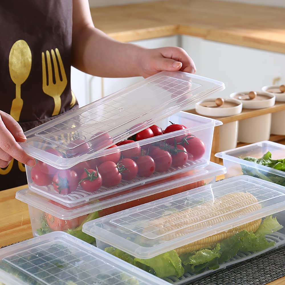 Soujoy 6 Pack Produce Saver Container, 1.5L Food Storage Containers For Fridge With Lid, Stackable Fruits Storage Keeper With Re