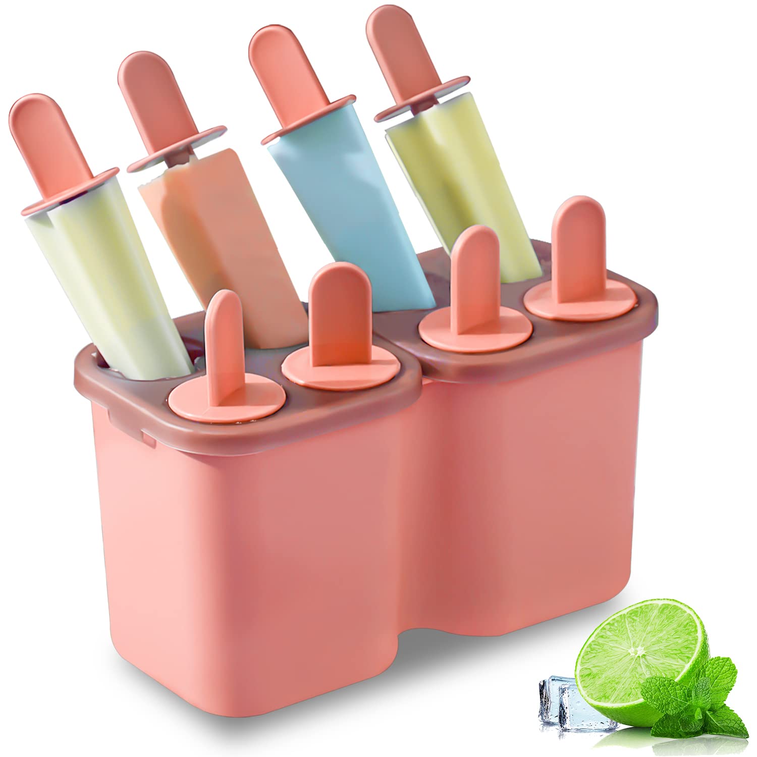 Homquen Popsicles Molds, 8 Piece Ice Pop Mold, Reusable Easy Release Ice Cream Mold For Kids, Many Shapes Homemade Popsicle Mold