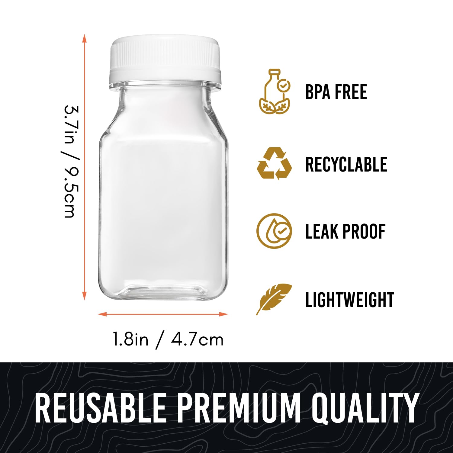 Norcalway 6Pcs 4Oz Small Plastic Bottles For Liquids - Ginger Shot Bottles With Lids, Wellness Juice Shot - Freezer Safe, Leak P