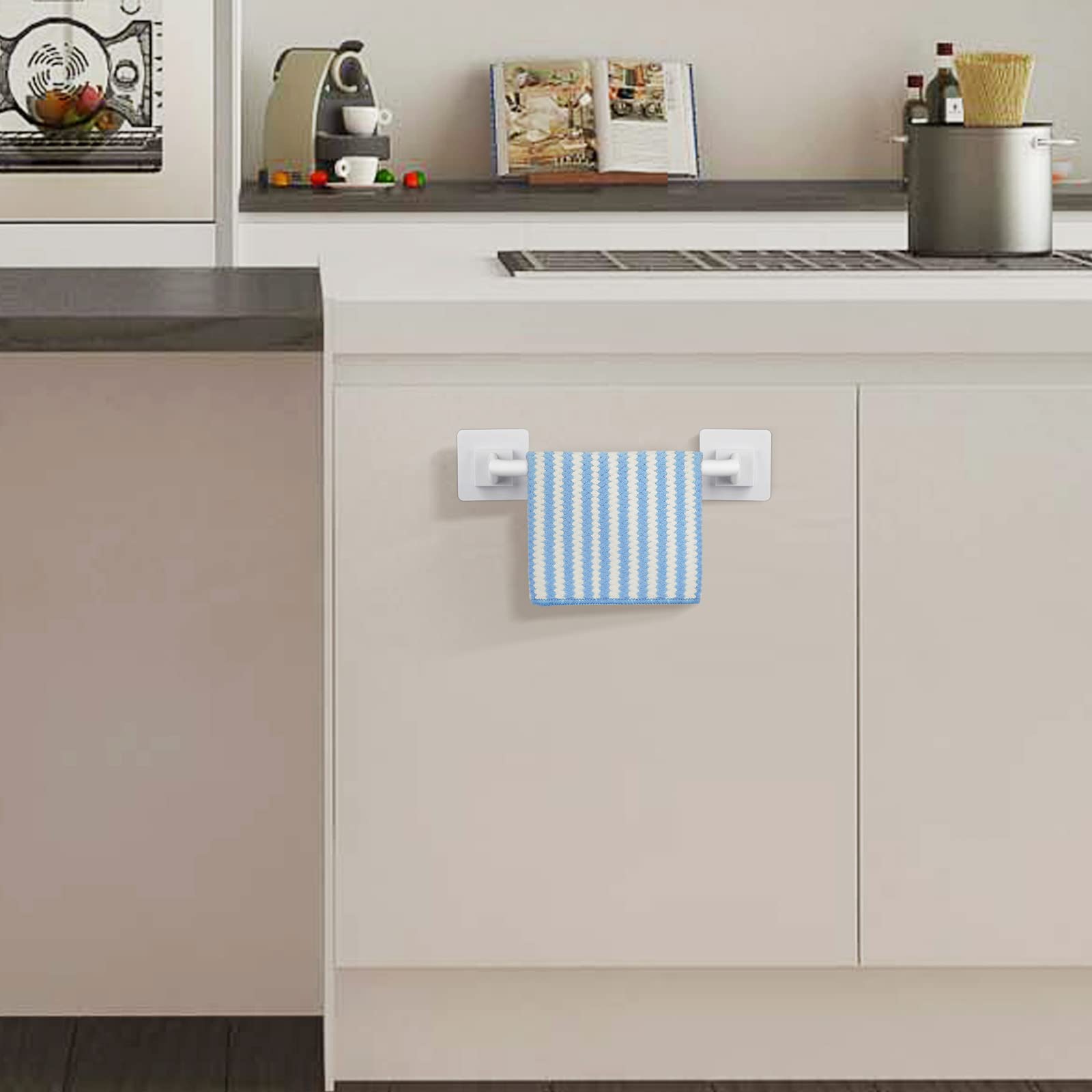 Liitrton Self Adhesive Towel Bar No Drill Hand Towel Hanger For Bathroom And Kitchen Towel Storage Self (S, White)