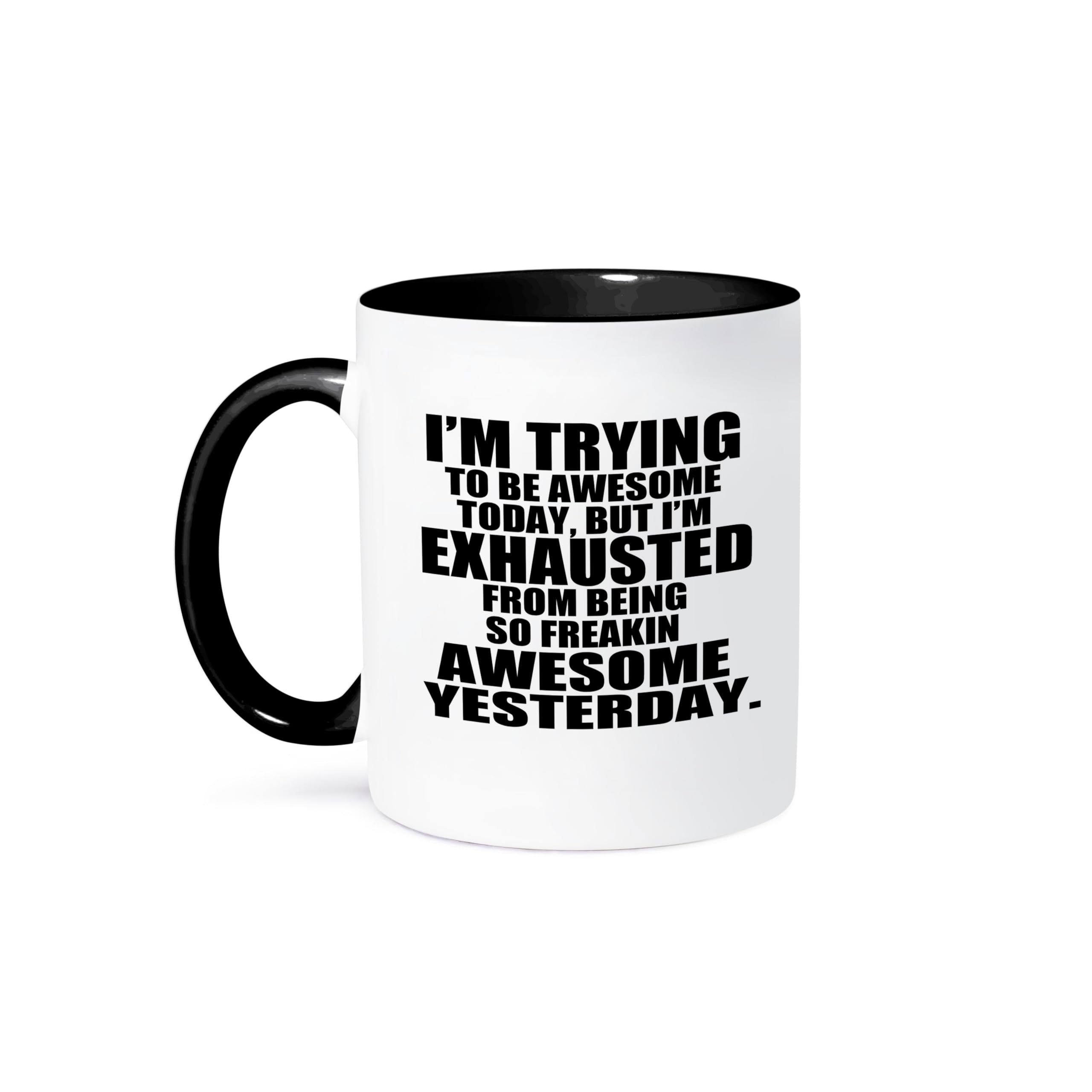 3dRose IM Trying To Be Awesome Today Black Two Tone Mug, 11 oz
