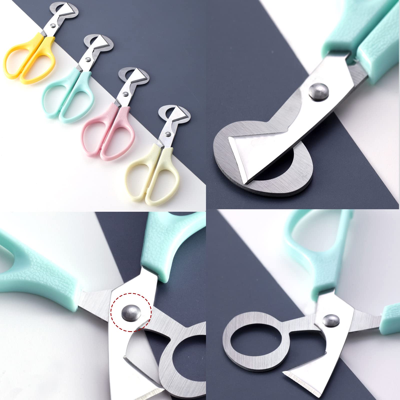 Hjyzy 4 Colors Stainless Steel Egg Cutter Scissors Kitchen Egg Shears Tool Pigeon Quail Egg Scissors Egg Clipper Shell Cutters S