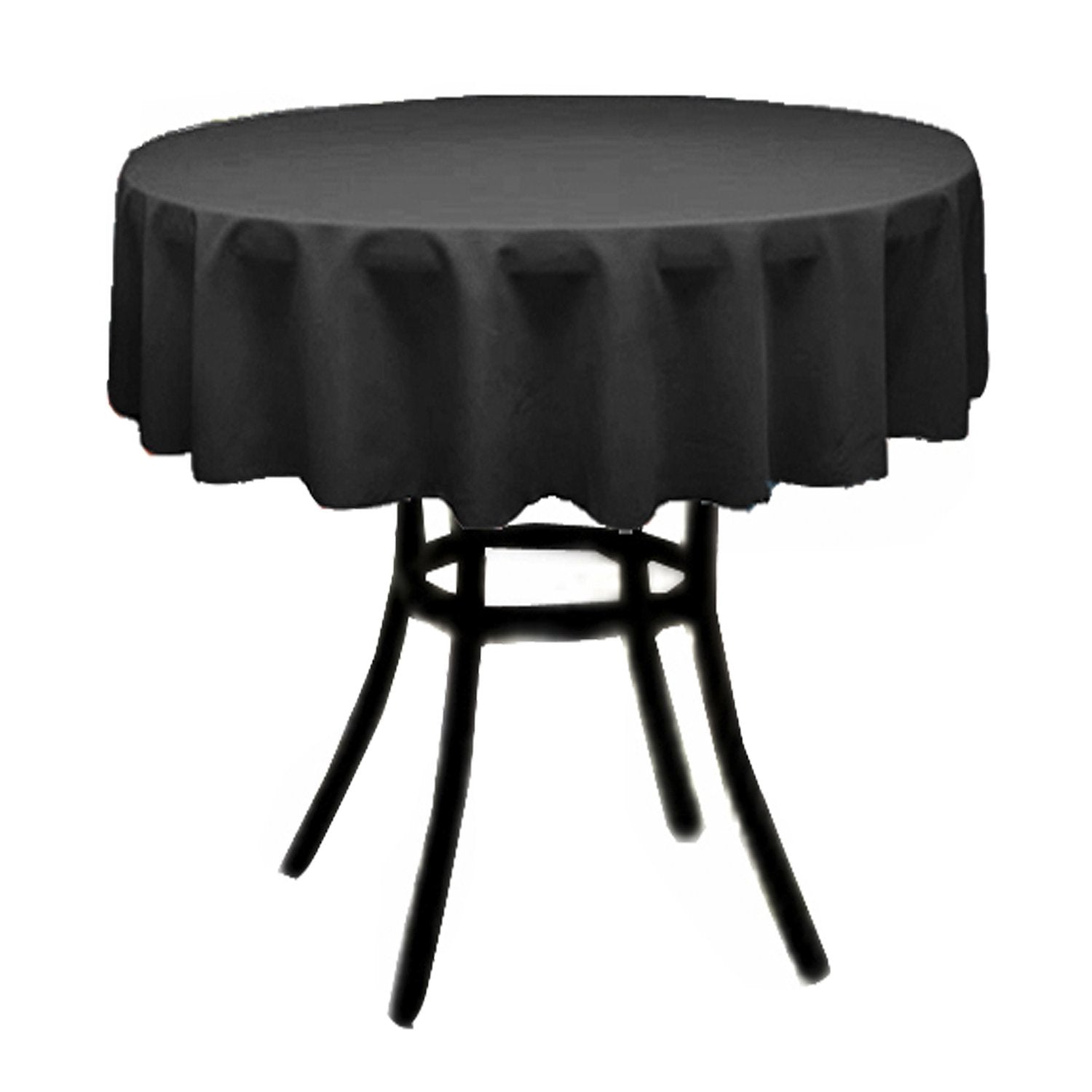 New Creations Fabric & Foam Inc 45 Round Polyester Poplin Table Overlay, for 33 Round Small Coffee Table with 6 Drop, Black