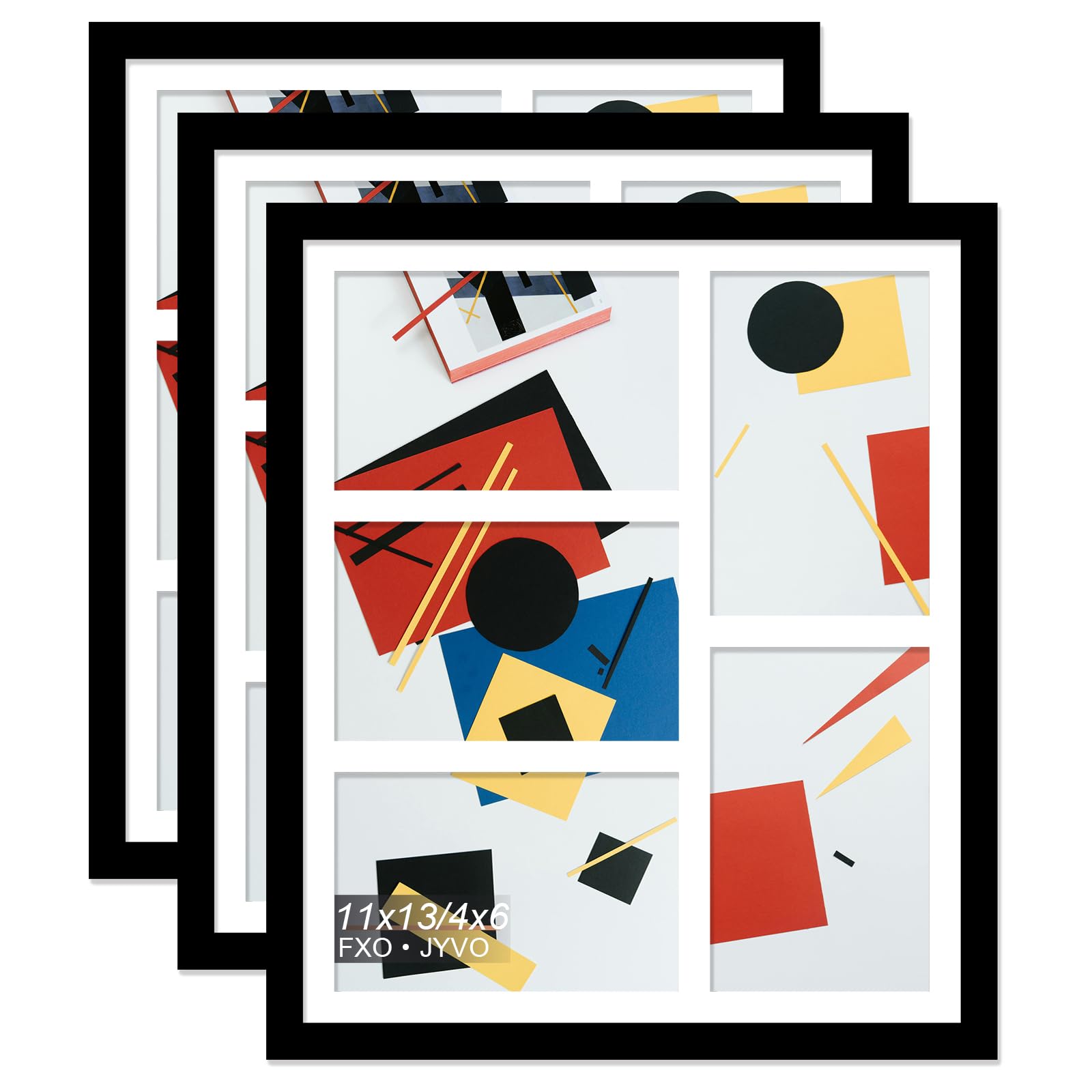 Fxojyvo 4x6 Picture Frame Collage Set of 3, Display 5 4x6 Picture Collage or 11x13 Photo Only Without Mat, Light Weight and High