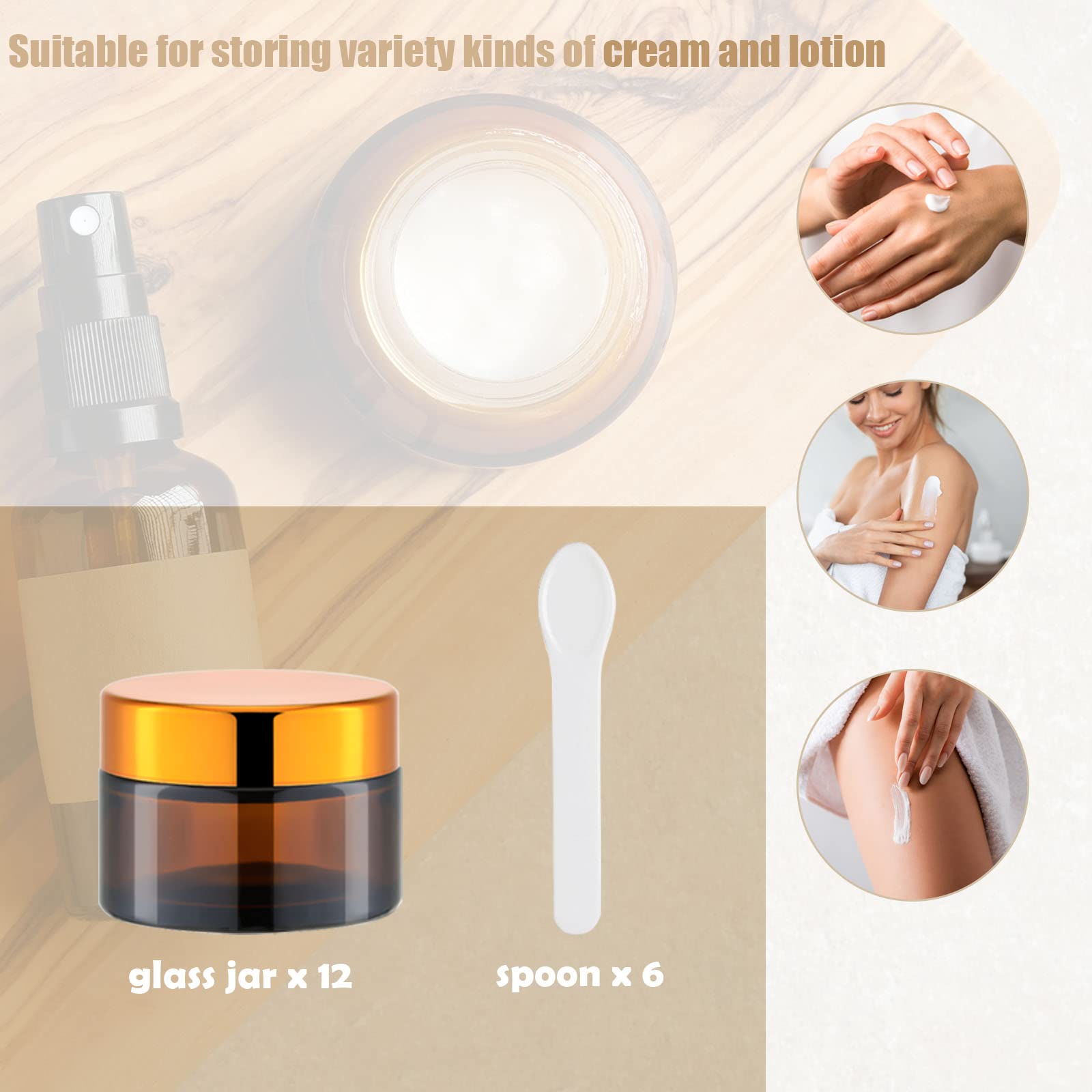 Lil Ray 1 Oz Round Amber Glass Jar With Inner Liners And Gold Lid (24Pcs)