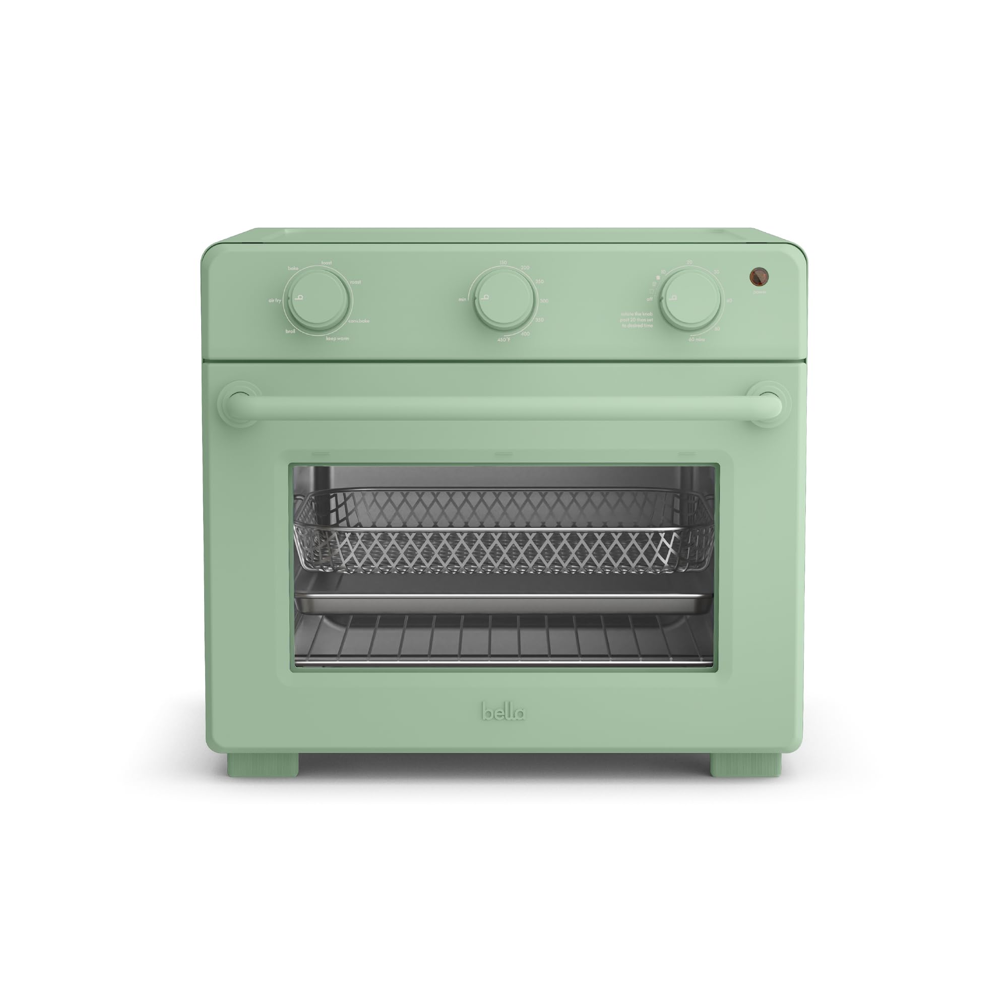 bella Air Fry Toaster Oven, 7 Preset Cooking Options, Dishwasher-Safe EverGood Coated Trays Included, 60-Minute Auto Shutoff w A