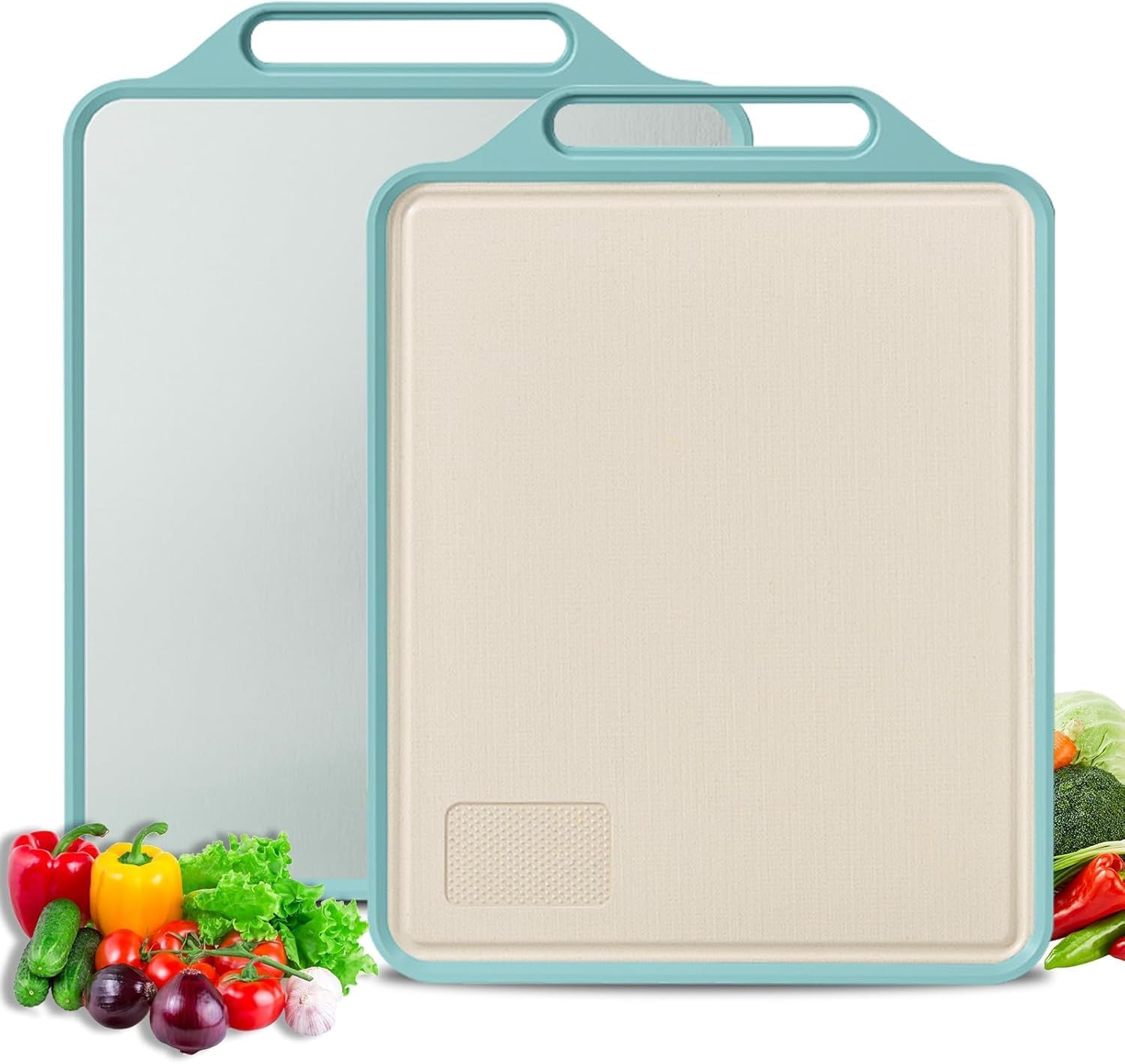 Brahmbhav Dual Side Stainless Steel Chopping Board Large For Vegetable Kitchen Non Slip Heavy Duty Toxic Free Titanium Board 40 