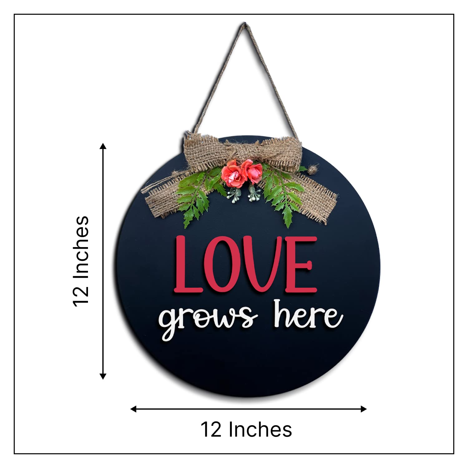Chalk My Theme Love Grows Here Wall Hanging Decor For Living Room Stylish Aesthetic Room Decor Items Decoration For Living Room