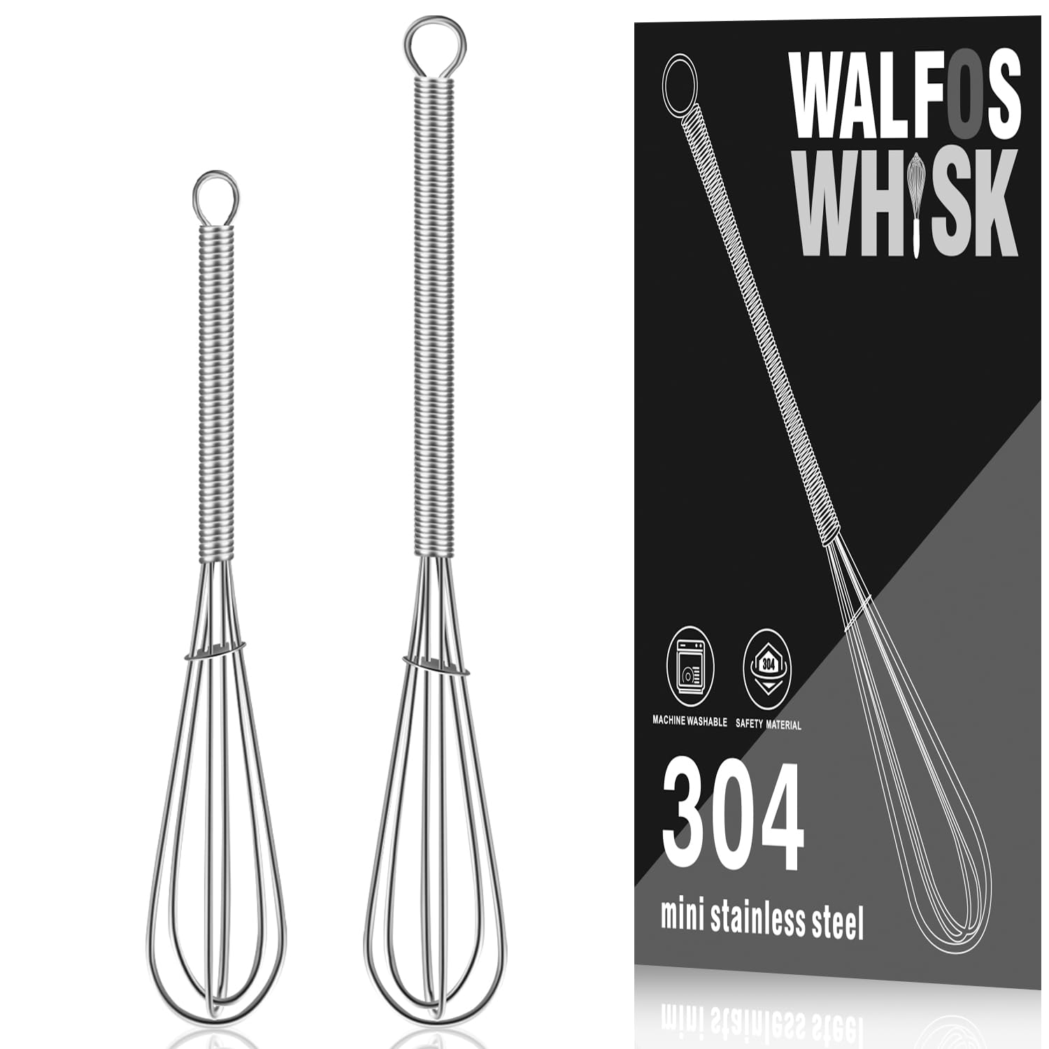 Mini Whisks Stainless Steel, Small Whisk 2 Pieces, 5In And 7In Tiny Whisk For Whisking, Beating, Blending Ingredients, Mixing Sa