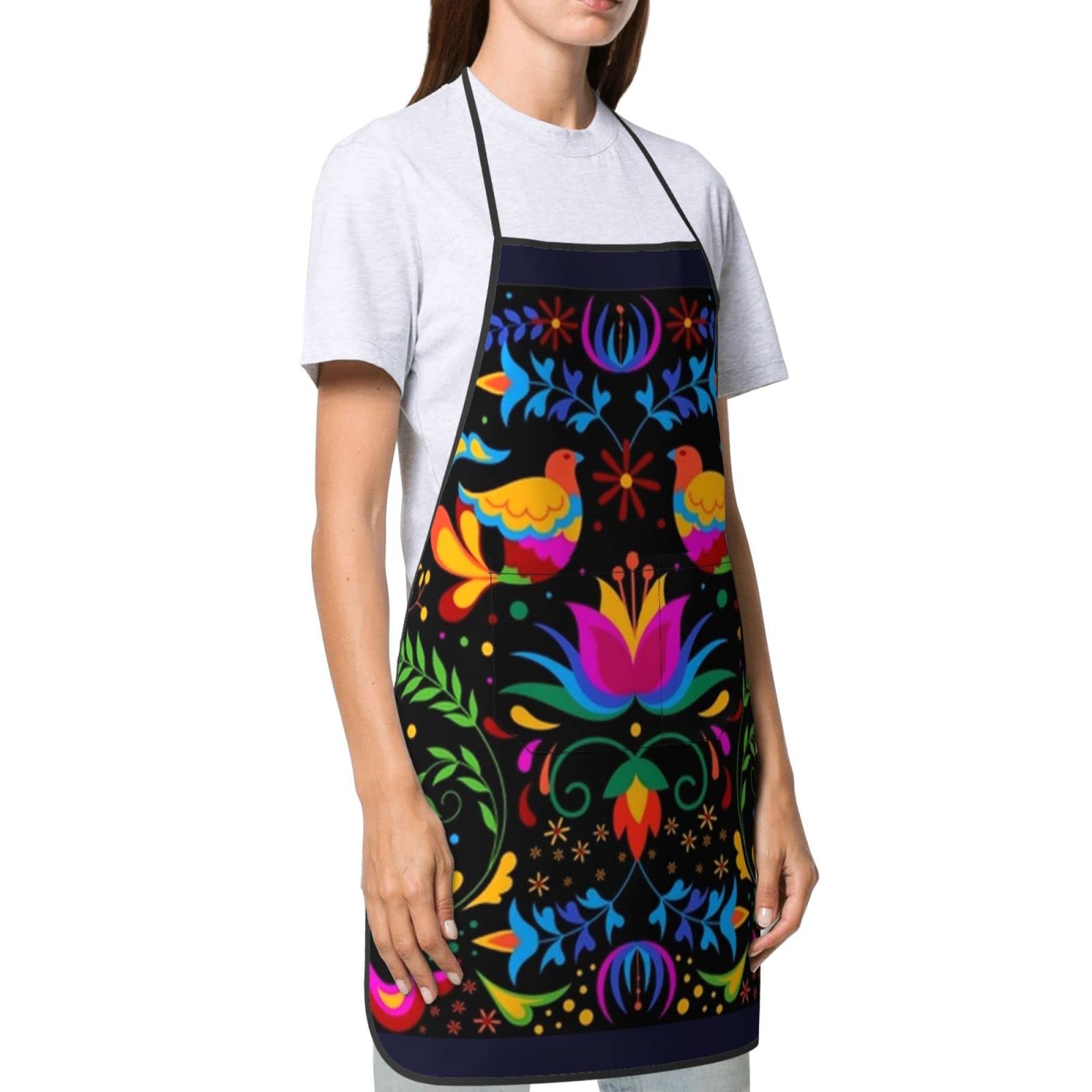 Senheol Mexican Cinco De Mayo Aprons, Kitchen Chef Waterproof Adjustable Apron For Bbq With Pockets, Mexican Dia De Los Muertos