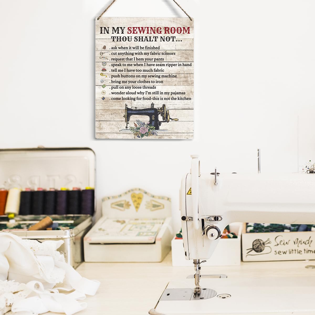 YCYD In My Sewing Room Wall Art Sewing Supplies Home Decor Wall Decor for Sewing Lovers gifts Wooden Hanging Sign Gift for Sewin
