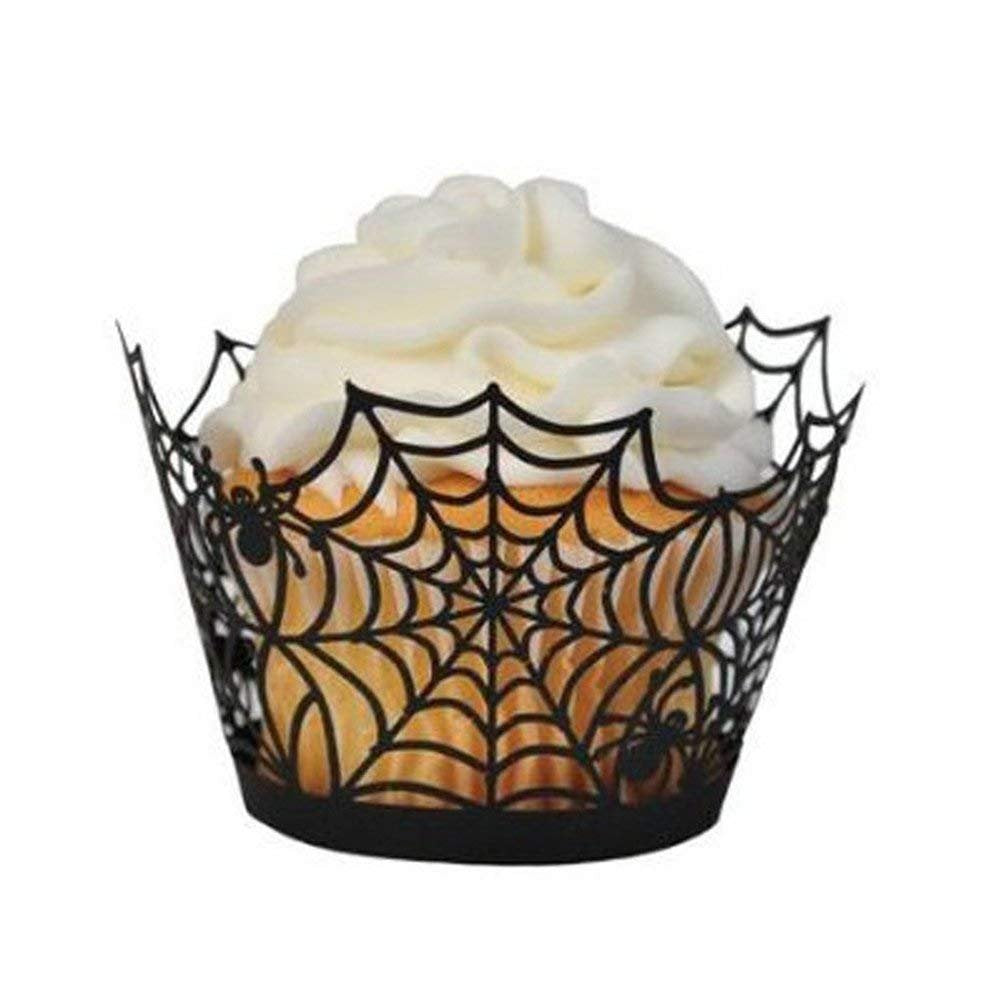 Binaryabc Halloween Cupcake Wrappers,Spider Web Cupcake Wrapper,Halloween Party Decorations Supplies 36Pcs