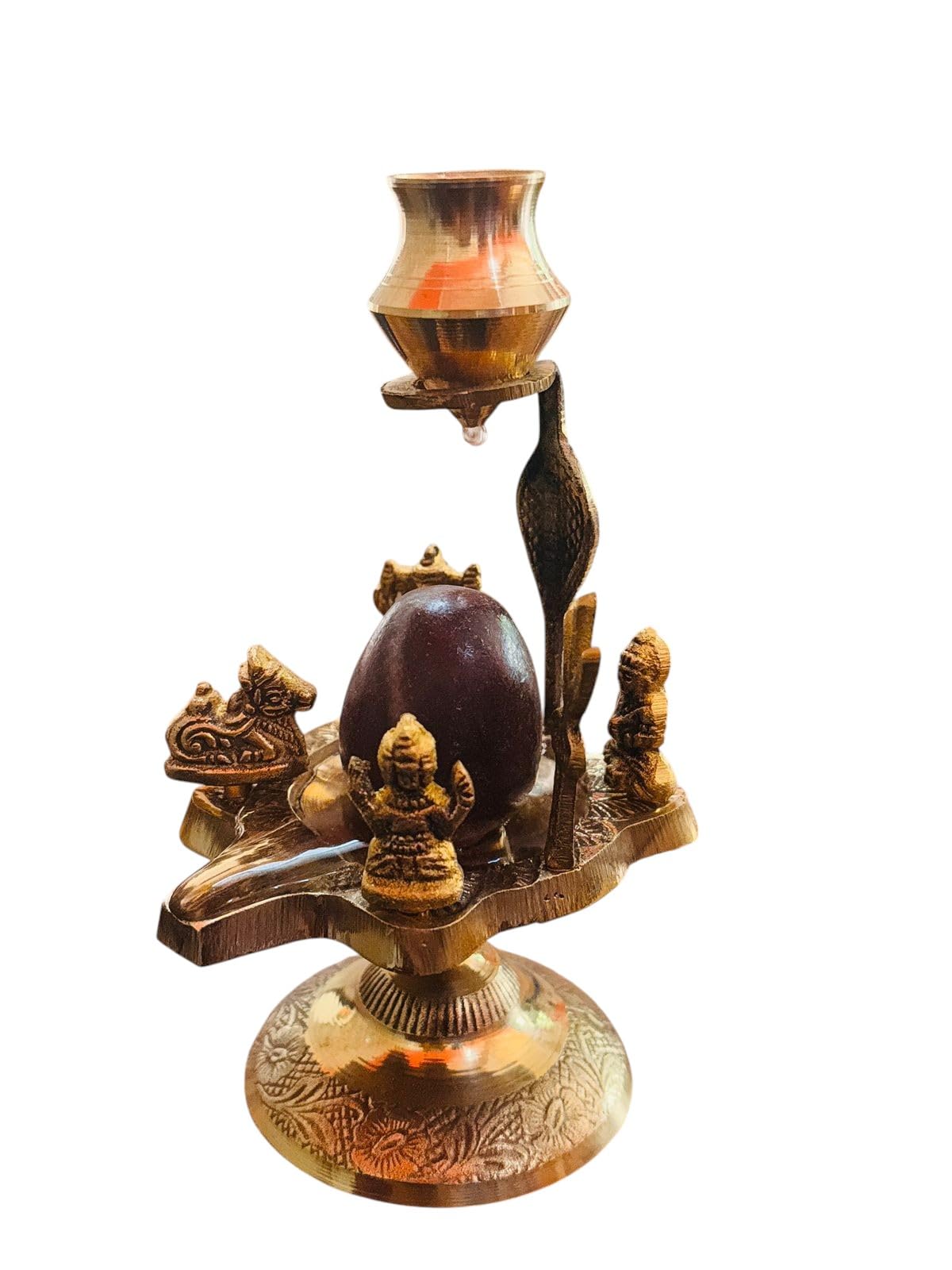 Ani Divine Narmadeshwar Lingam Shiv Parivar Idol With Kartik, Parvati, Ganesh & Nandi Ji Heavy Brass Murti For Lord Shiva Blessi