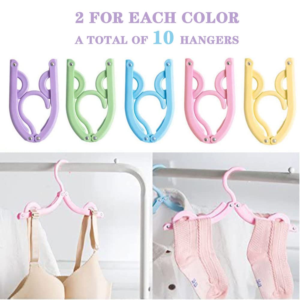 10 Pcs Travel Hangers - Portable Folding Clothes Hangers Travel Accessories Foldable Clothes Drying Rack for Travel