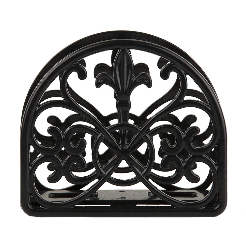 Fleur De Lis Design Cast Iron Napkin Holder, By Home Basics (Black) / Napkin Holders For Kitchen/Table Napkin Holder With Non-Sk