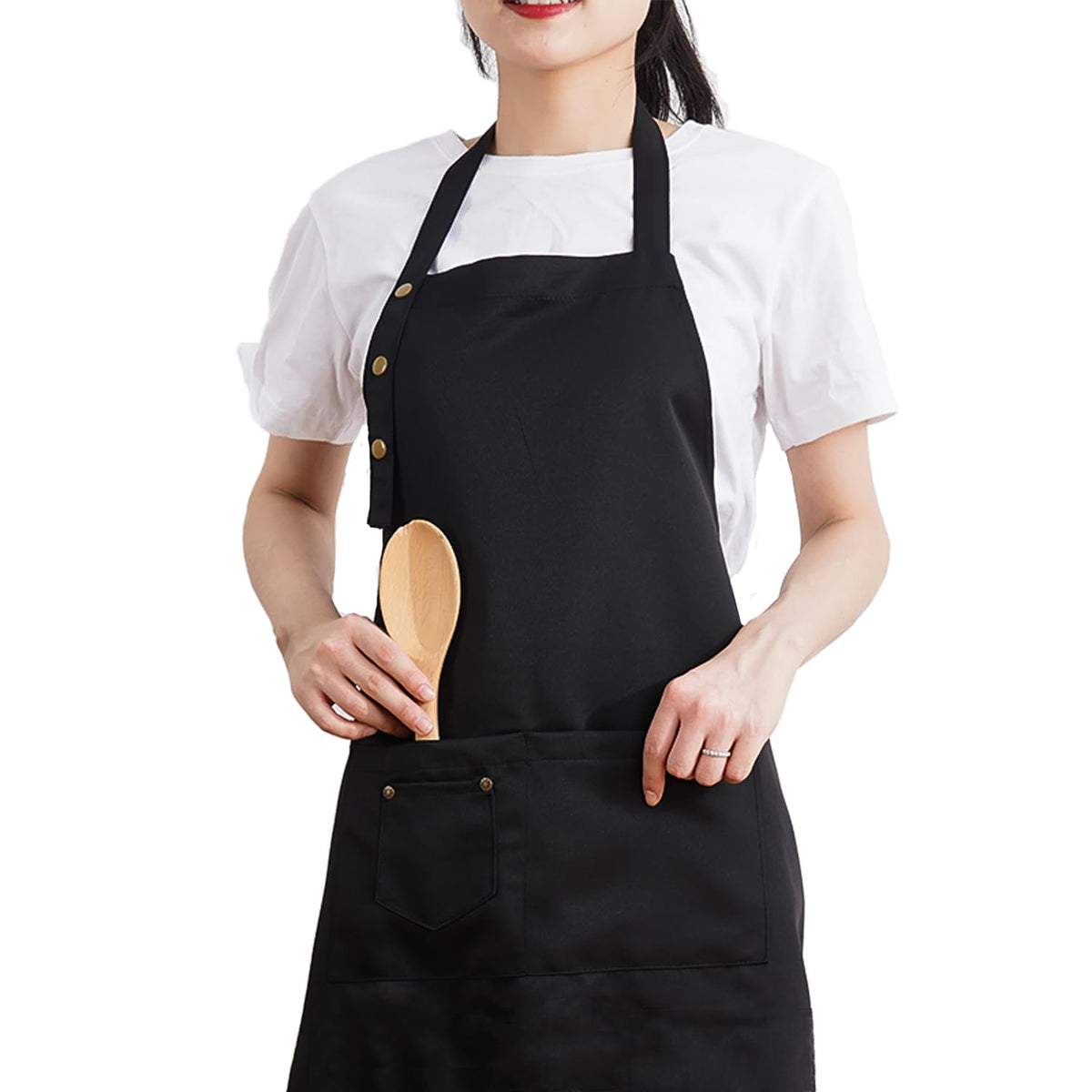 Mornite Art Aprons For Mens Women, Painters Pottery Ceramic Smock Apron With Pocket For Cooking Chef Restaurant Gardening Black